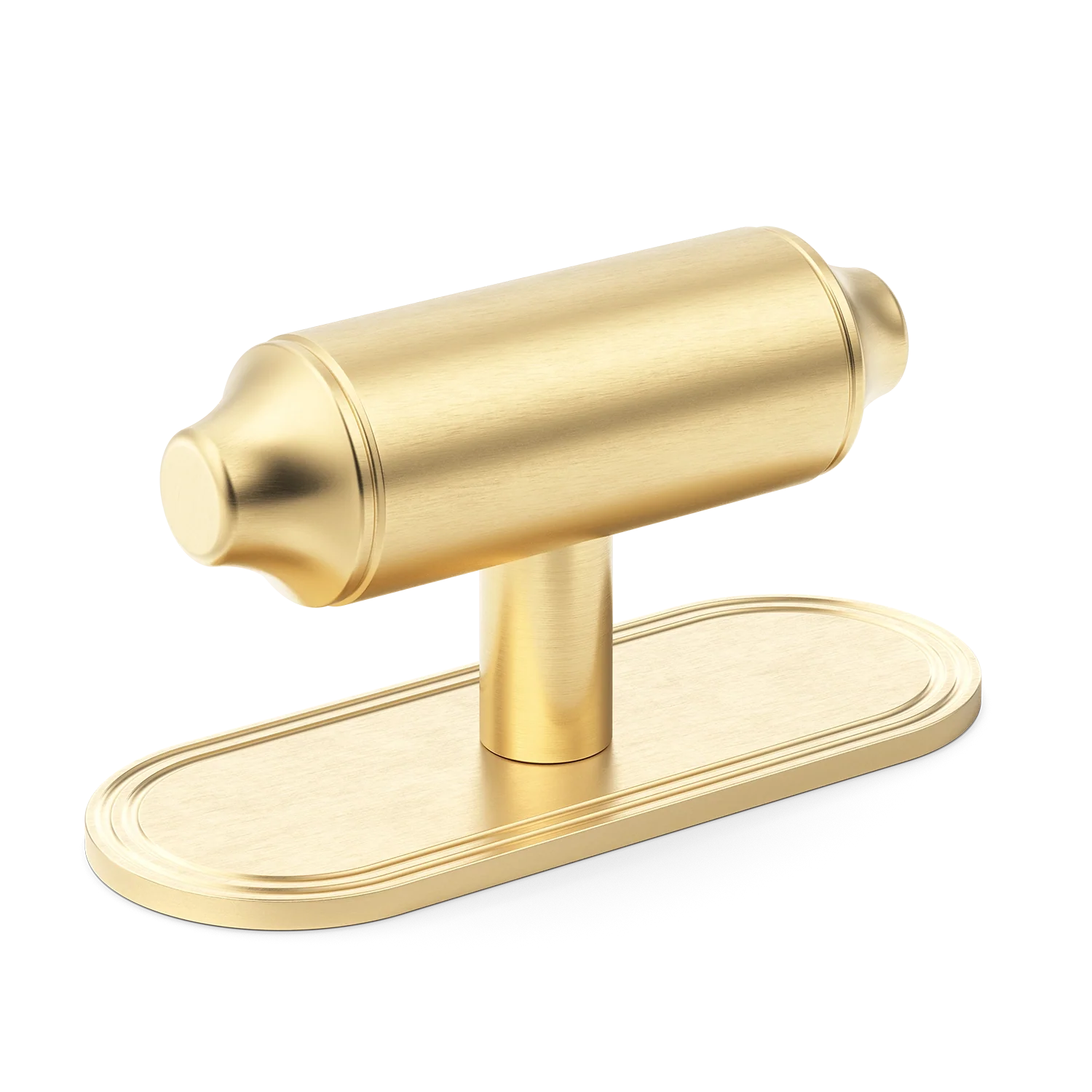 Armac Martin Barwick Plain T-bar Handle with Backplate Plain in 79mm / Satin Brass Unlacquered