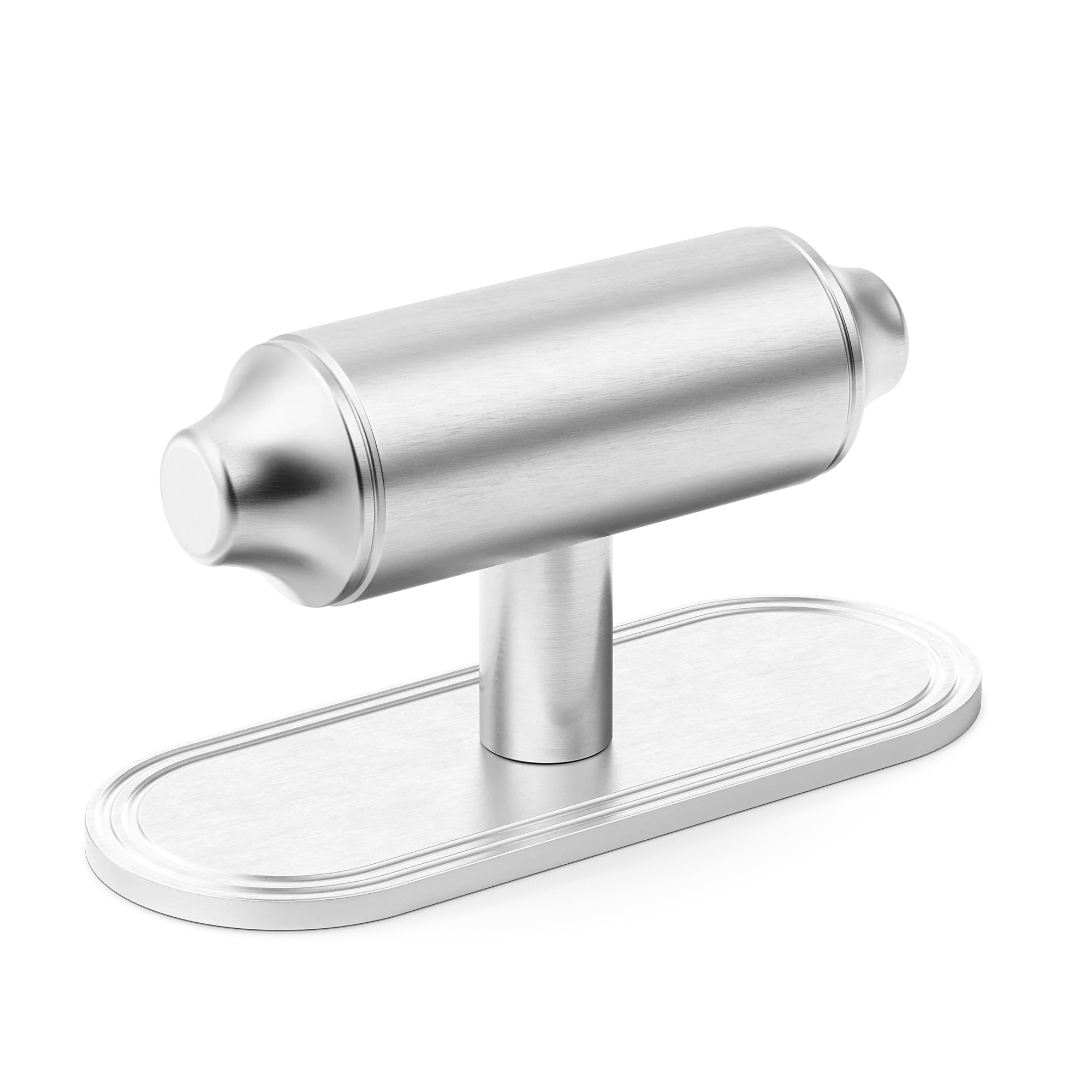 Armac Martin Barwick Plain T-bar Handle with Backplate Plain in 79mm / Satin Chrome Plate