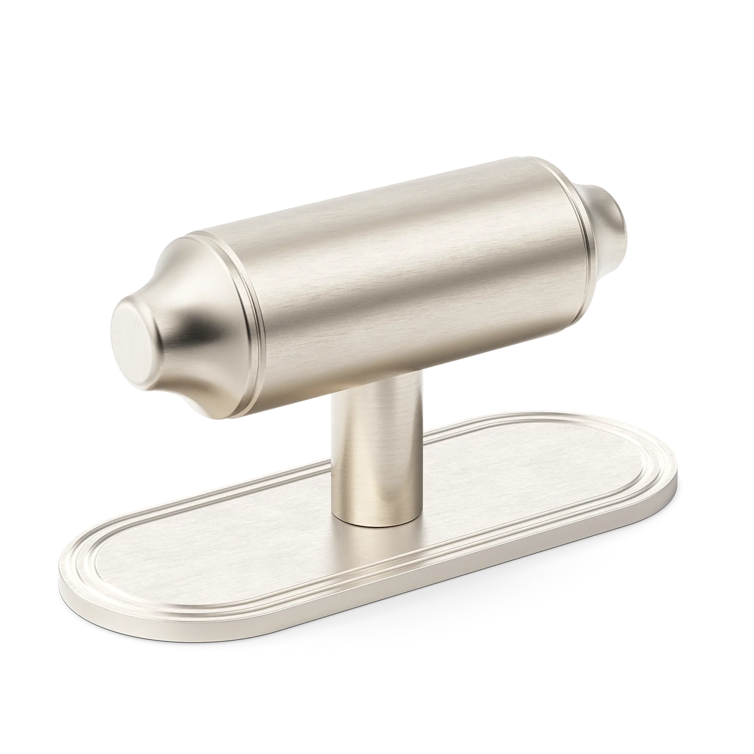 Armac Martin Barwick Plain T-bar Handle with Backplate Plain in 79mm / Satin Nickel Plate