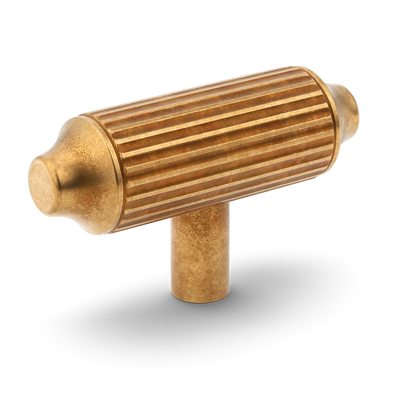 Armac Martin Barwick Ridged T-bar Handle in 79mm / Burnished Brass