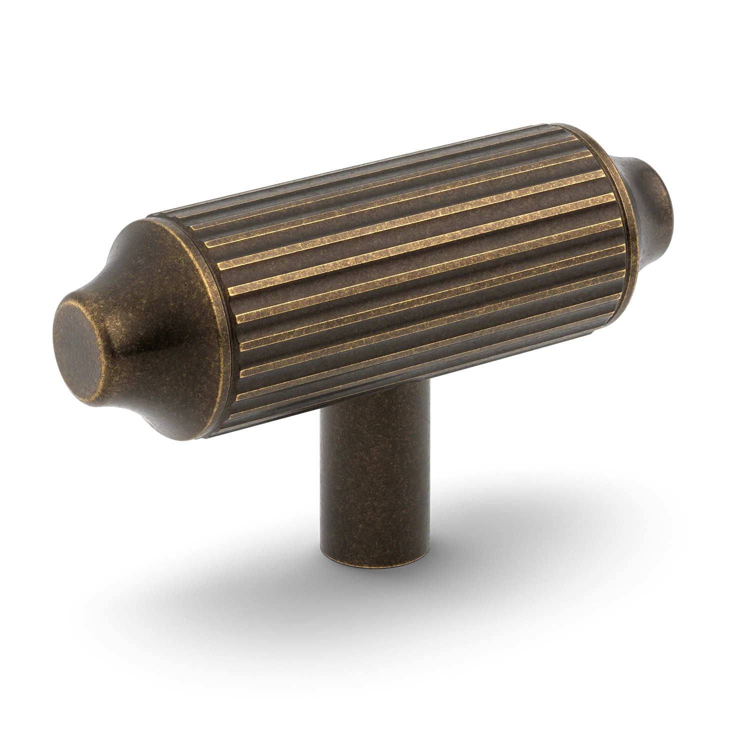 Armac Martin Barwick Ridged T-bar Handle in 79mm / Dark Aged Brass