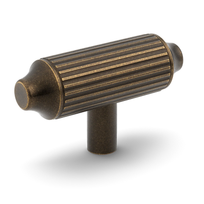 Armac Martin Barwick Ridged T-bar Handle in 79mm / Dark Aged Brass