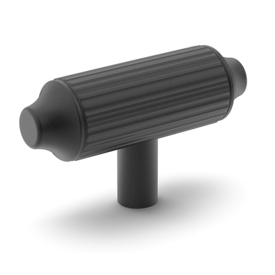 Armac Martin Barwick Ridged T-bar Handle in 79mm / Matt Black Lacquered