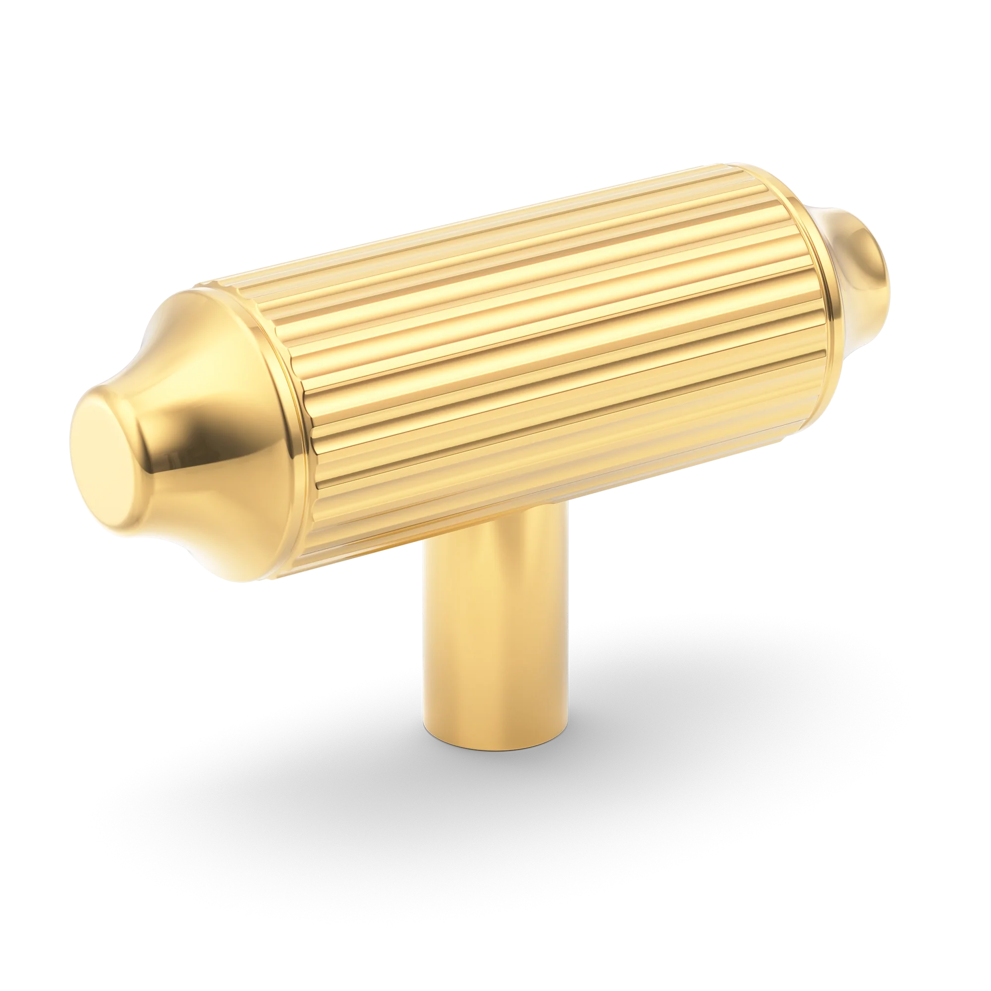 Armac Martin Barwick Ridged T-bar Handle in 79mm / Polished Brass Lacquered