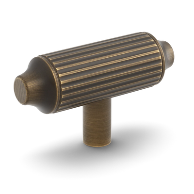 Armac Martin Barwick Ridged T-bar Handle in 79mm / Satin Antique Satin Lacquered