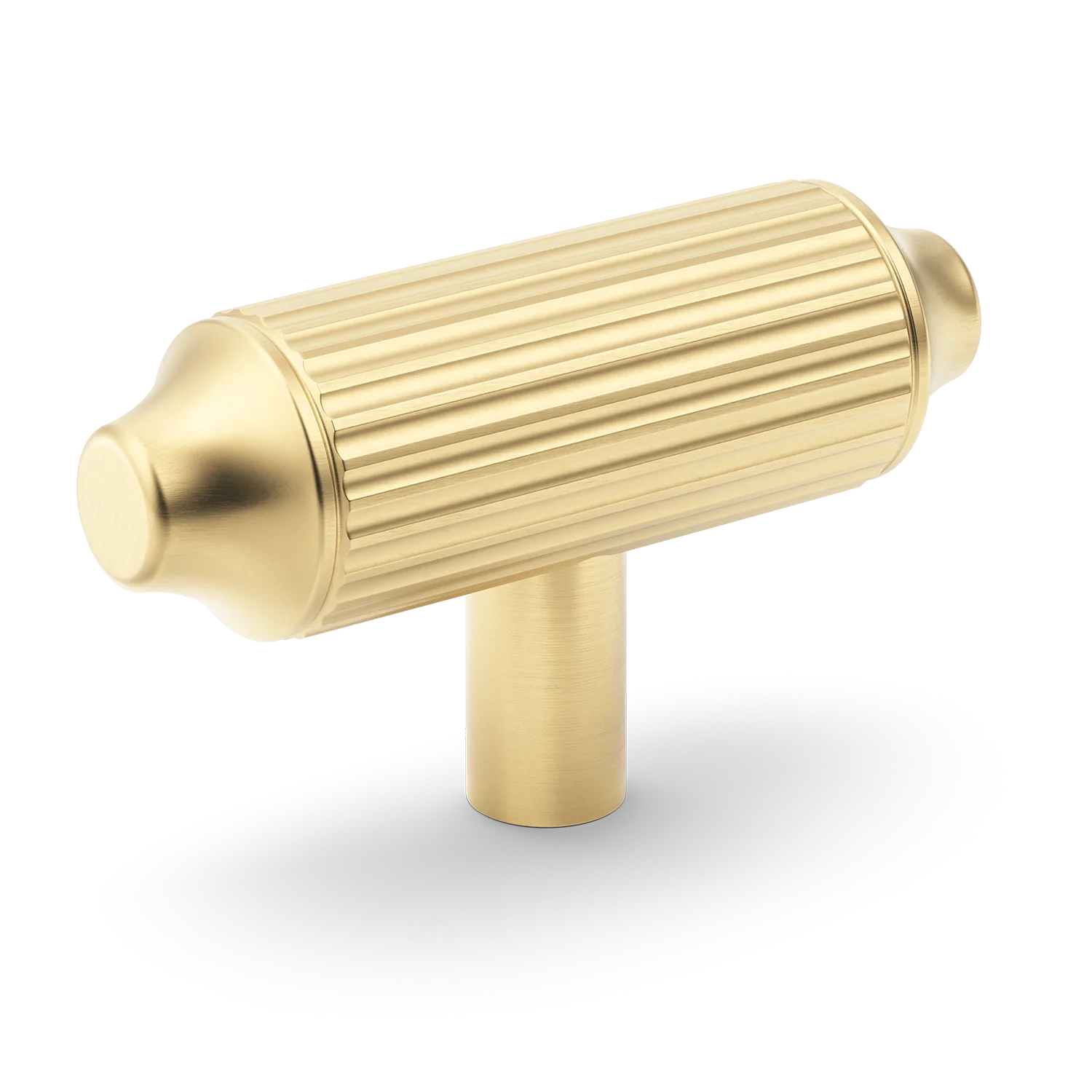 Armac Martin Barwick Ridged T-bar Handle in 79mm / Satin Brass Unlacquered