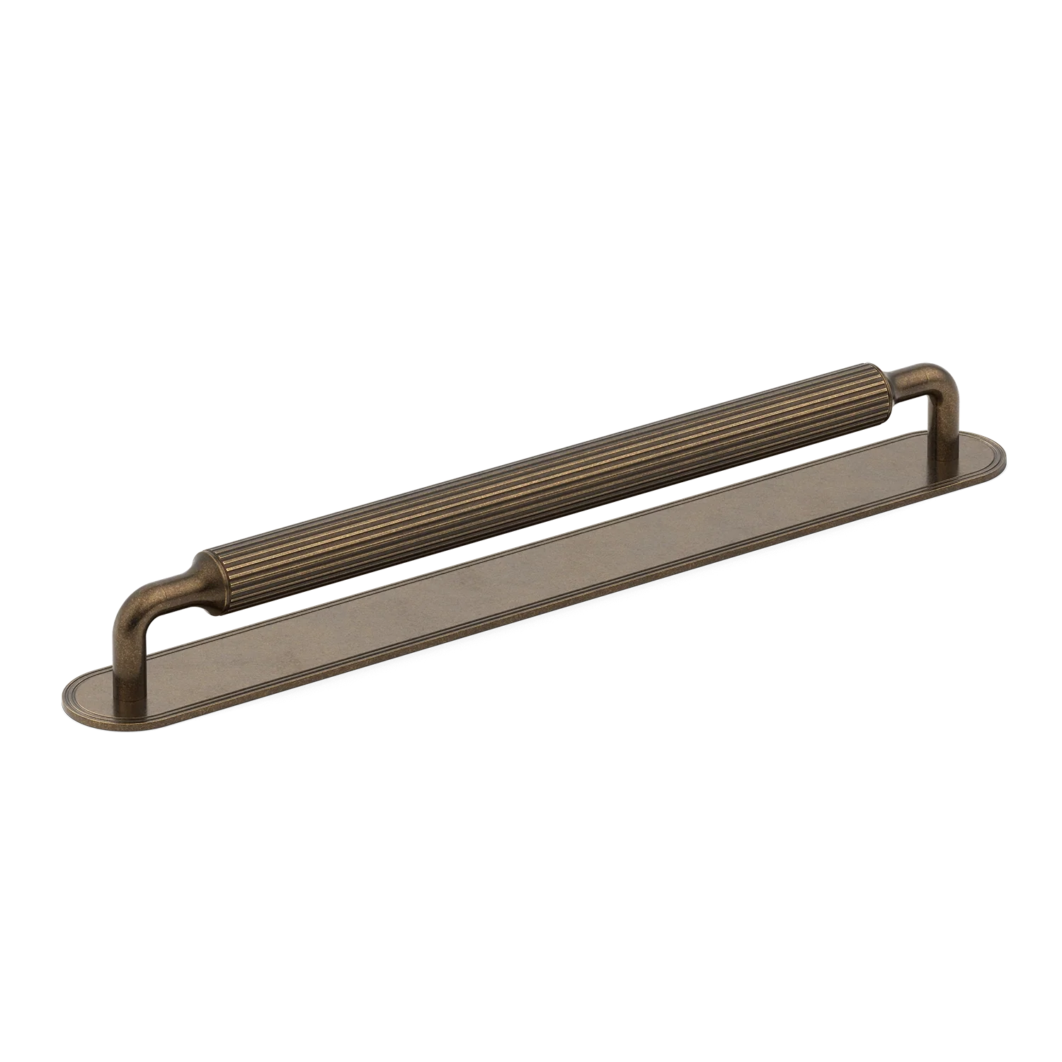 Armac Martin Barwick Ridged Appliance Pull with Backplate in 384mm / Dark Aged Brass