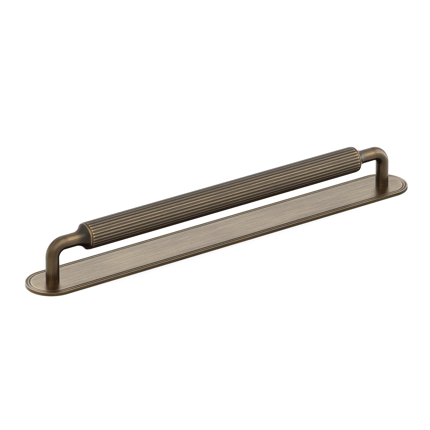 Armac Martin Barwick Ridged Appliance Pull with Backplate in 384mm / Satin Antique Satin Lacquered