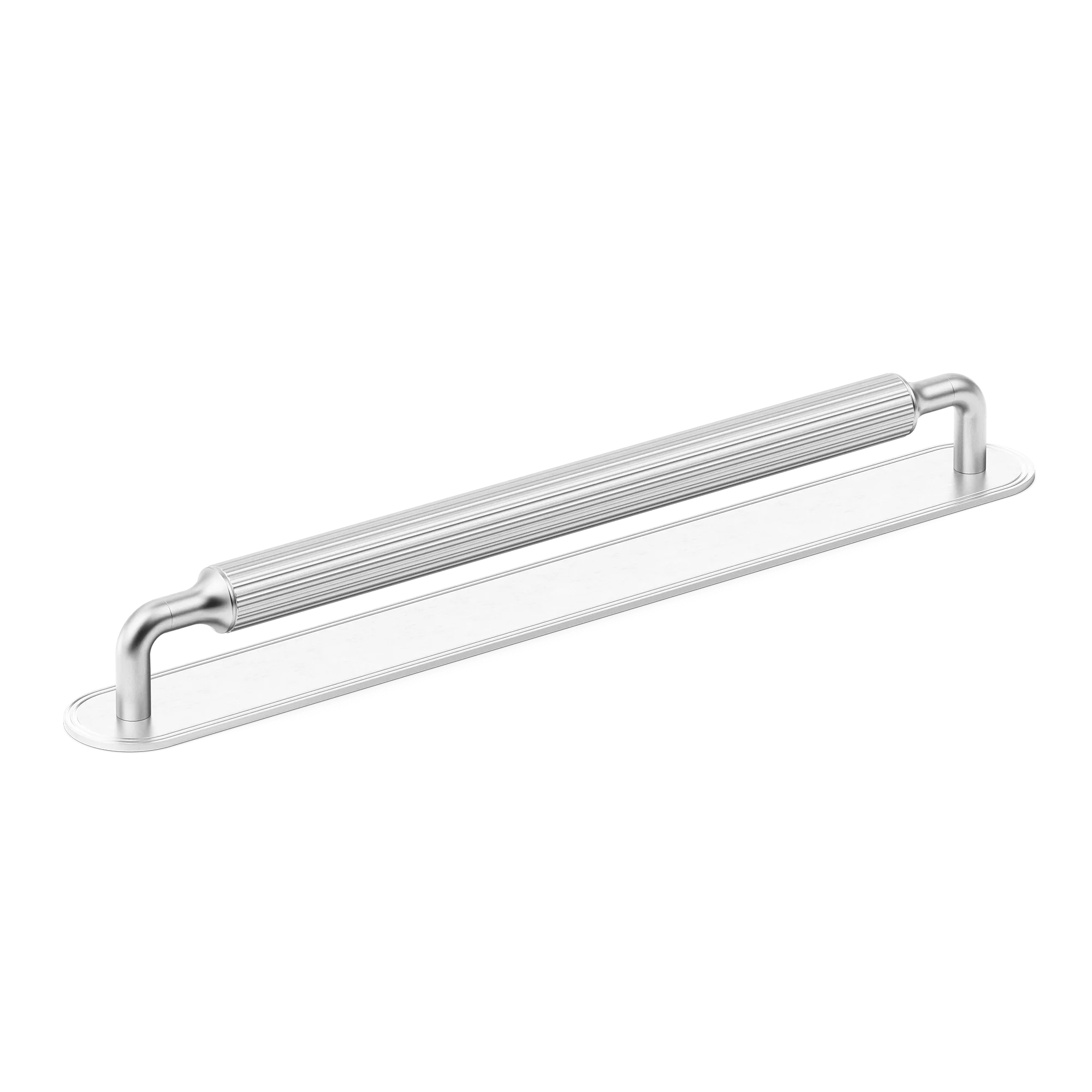 Armac Martin Barwick Ridged Appliance Pull with Backplate in 384mm / Satin Chrome Plate