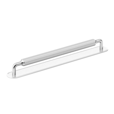 Armac Martin Barwick Ridged Appliance Pull with Backplate in 384mm / Satin Chrome Plate