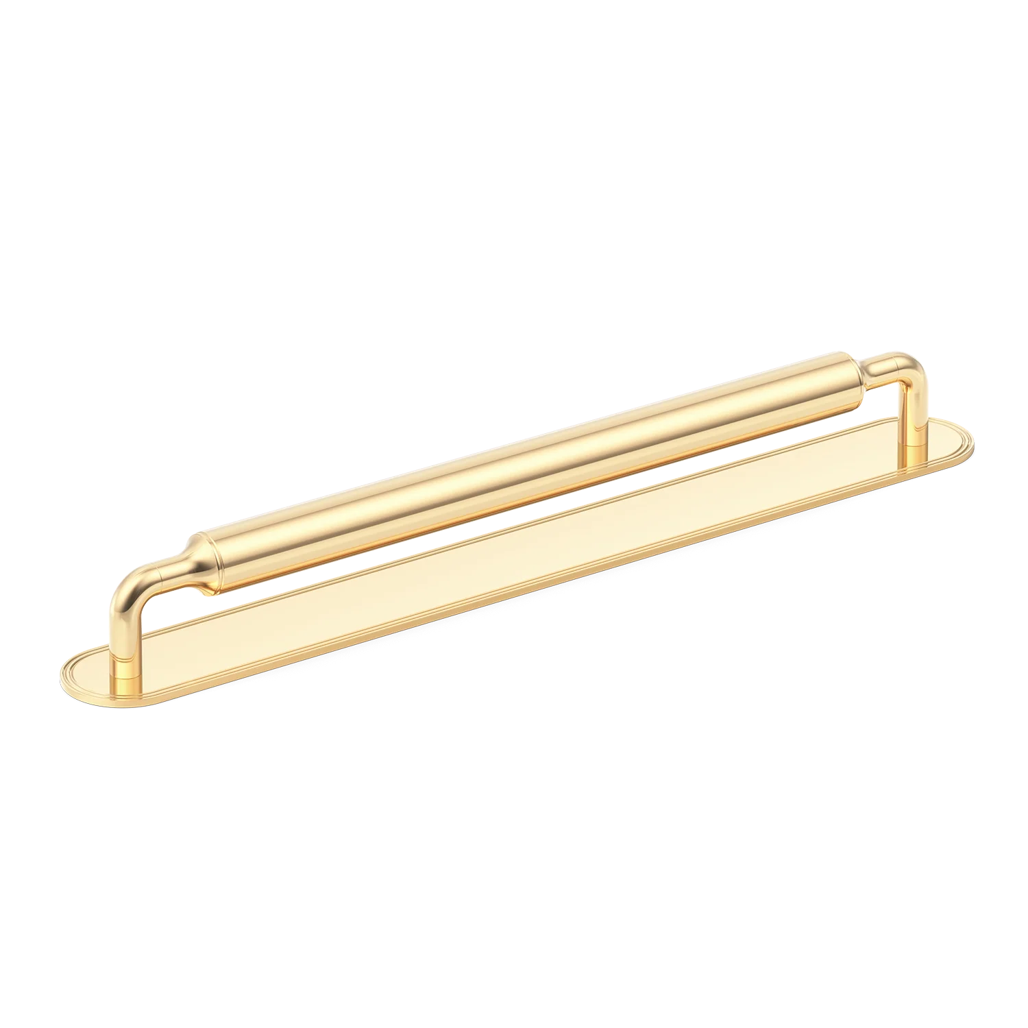 Armac Martin Barwick Plain Appliance Pull with Backplate in 384mm / Polished Brass Unlacquered
