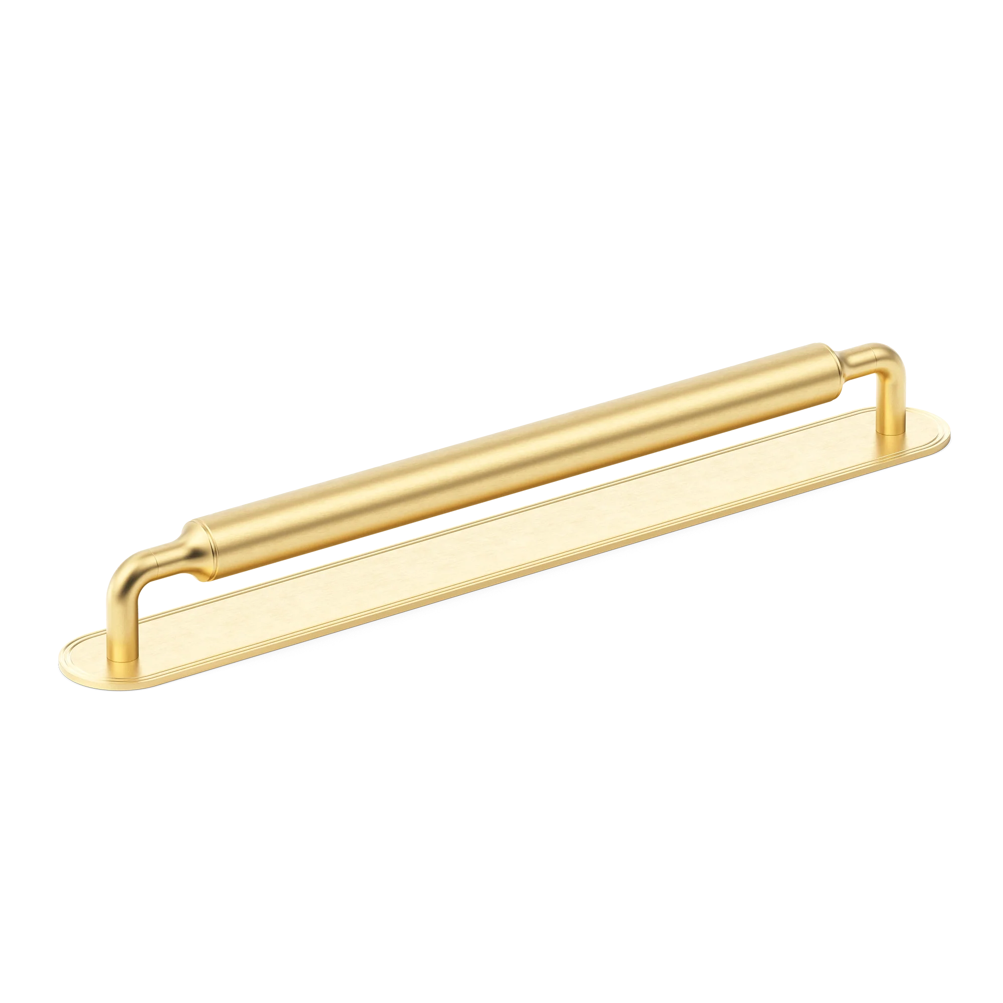Armac Martin Barwick Plain Appliance Pull with Backplate in 384mm / Satin Brass Satin Lacquered