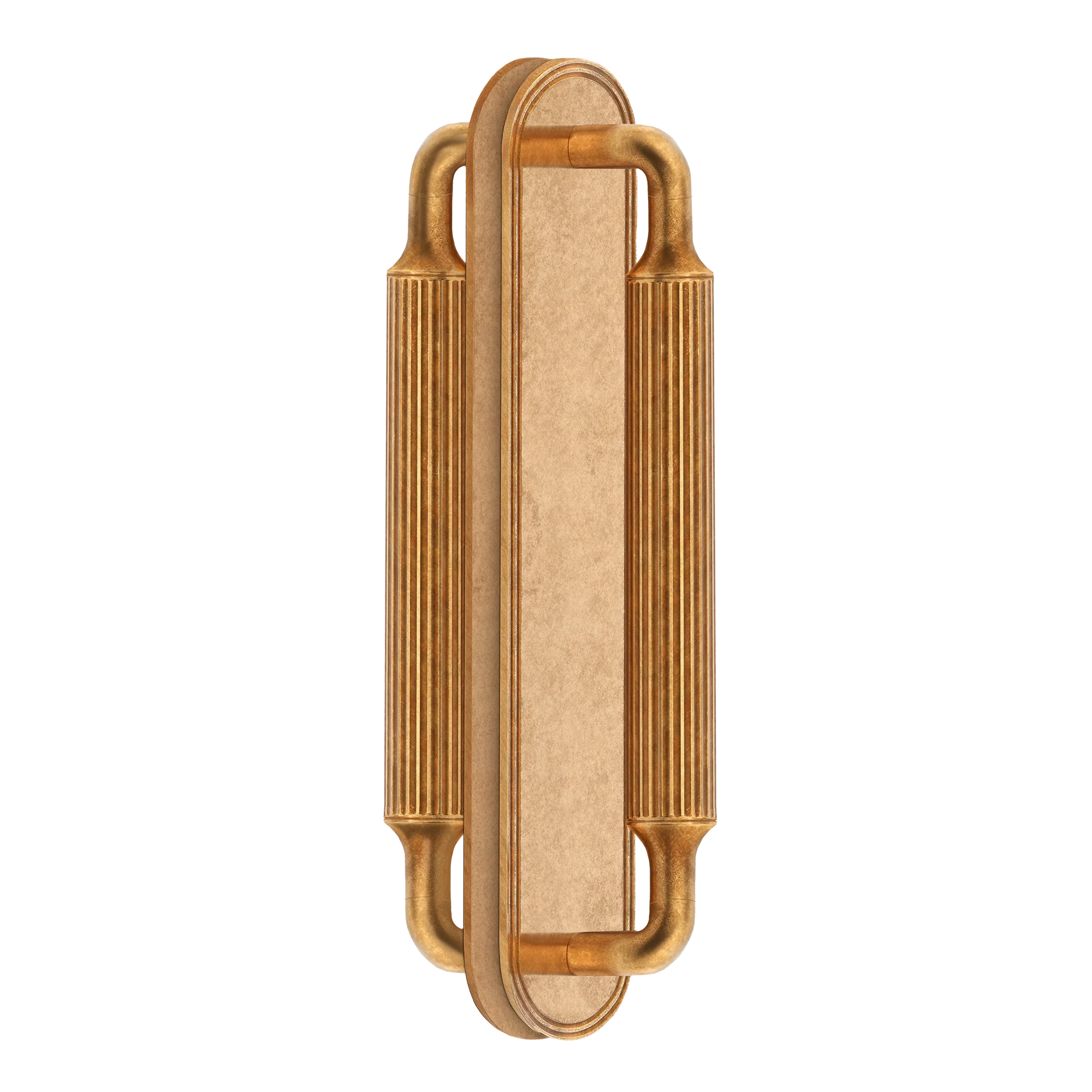 Armac Martin Barwick Ridged Back to Back Pull Handles with Backplate in 224mm / Burnished Brass