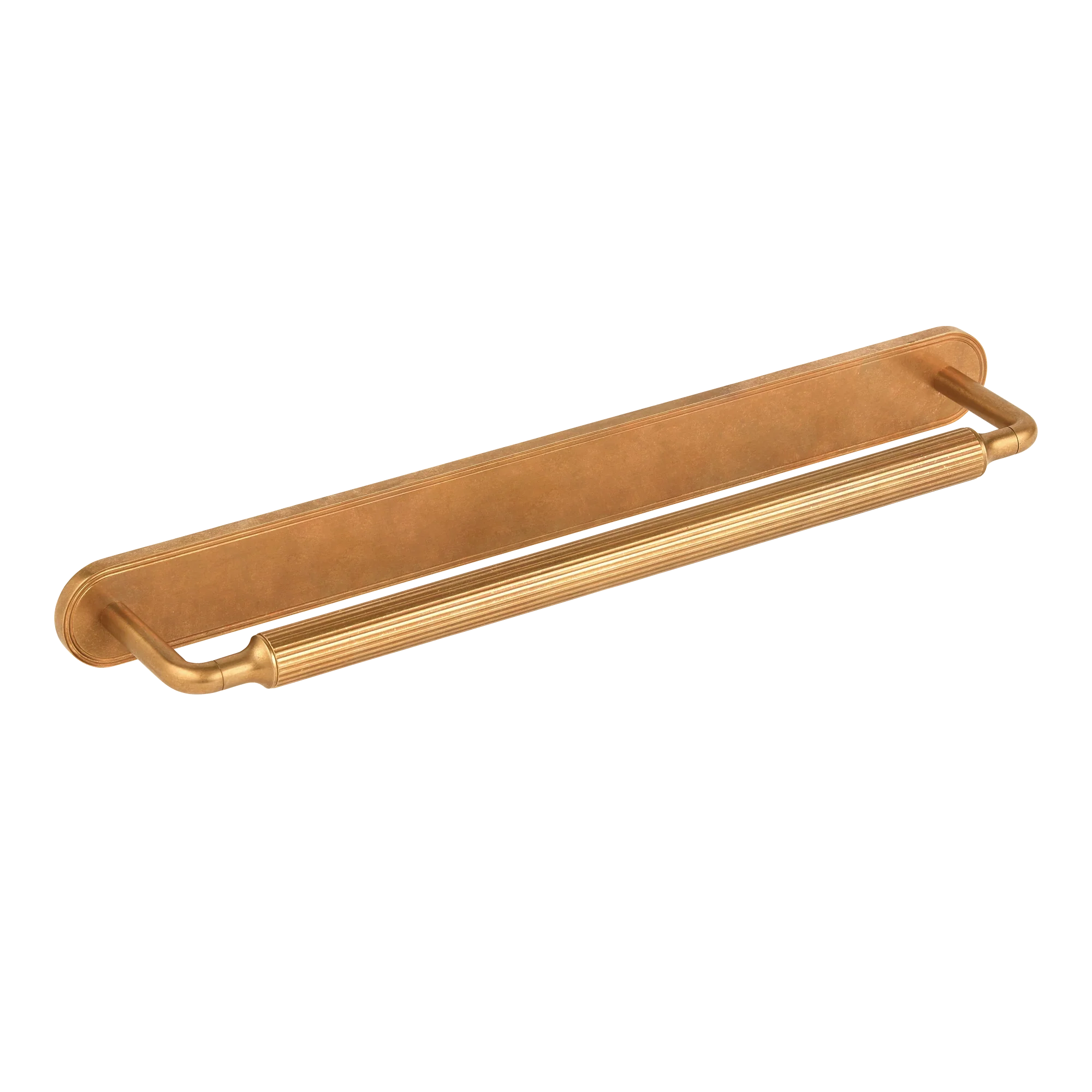 Armac Martin Barwick Ridged Bath Towel Rail with Backplate in 450mm / Burnished Brass