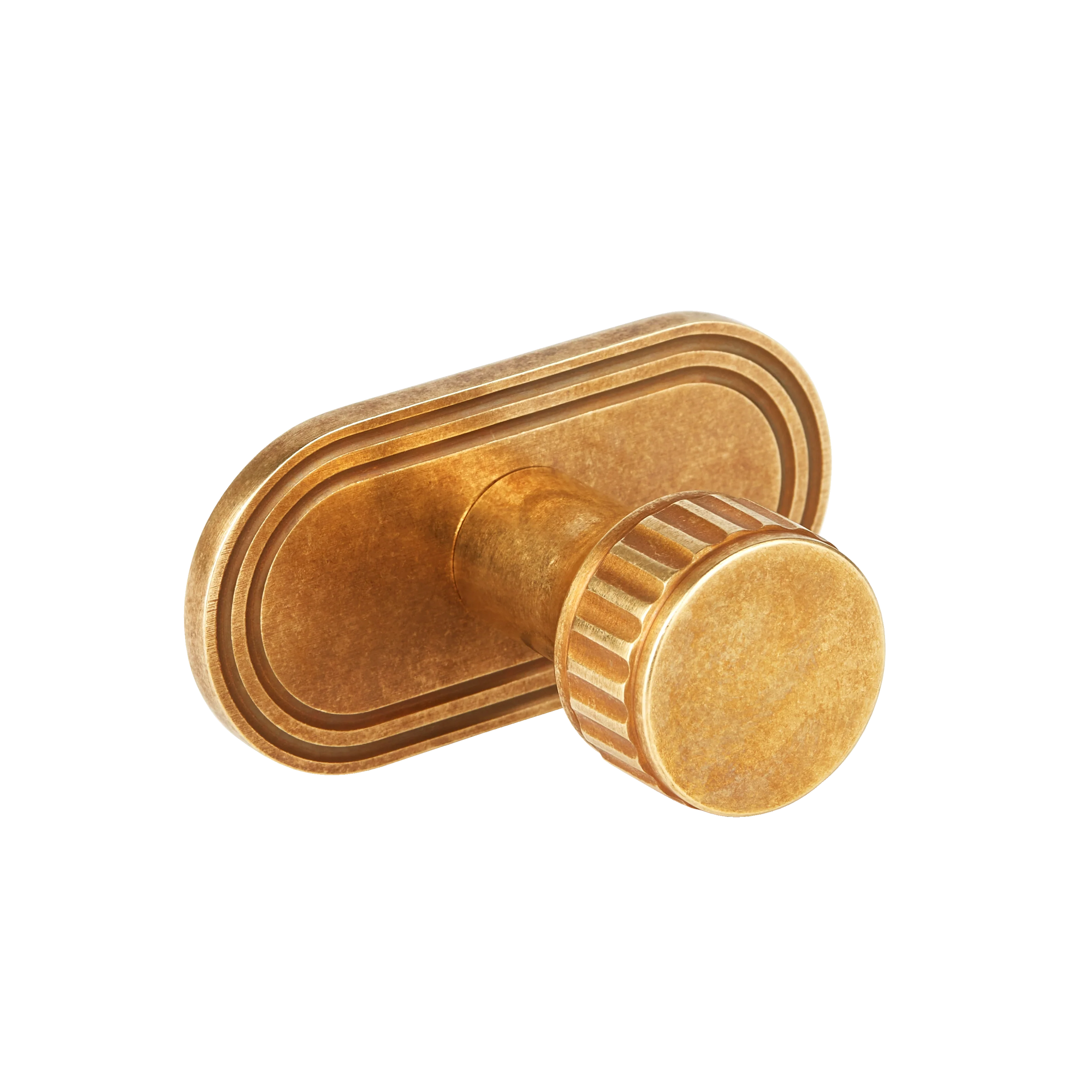 Armac Martin Barwick Ridged Robe Hook with Backplate in 22mm / Burnished Brass