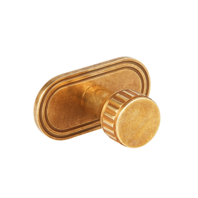 Armac Martin Barwick Ridged Robe Hook with Backplate in 22mm / Burnished Brass