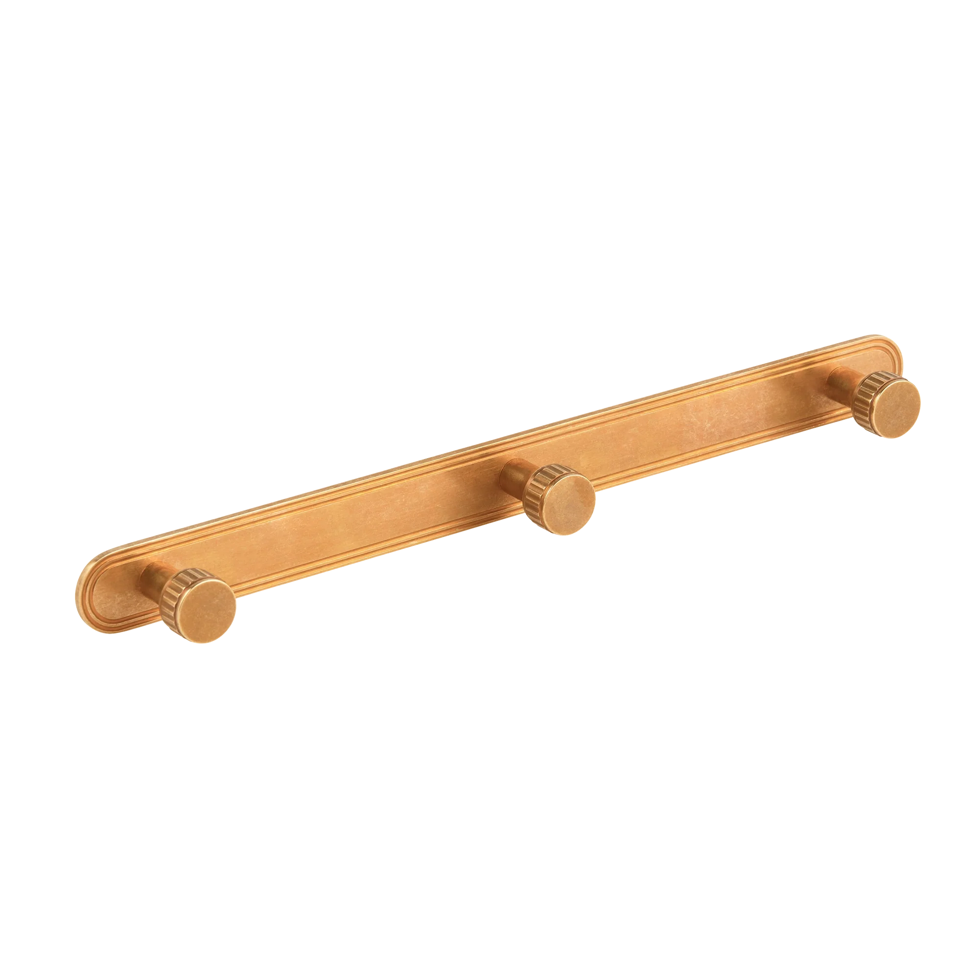 Armac Martin Barwick Ridged Wall Hook Rack in 328mm (3 hooks) / Burnished Brass