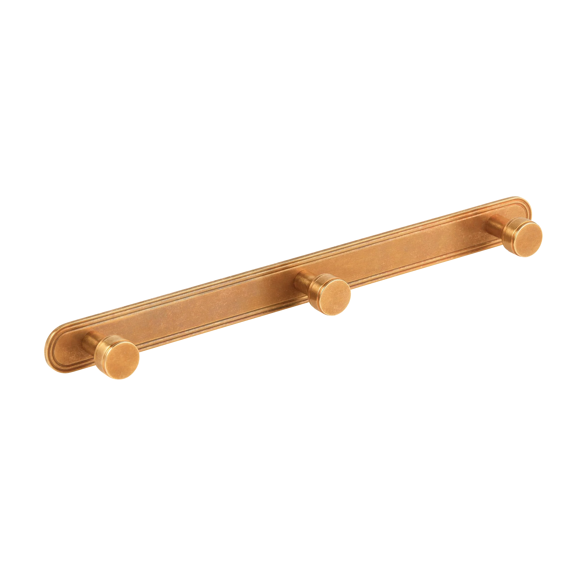 Armac Martin Barwick Plain Wall Hook Rack in 328mm (3 hooks) / Polished Brass Unlacquered