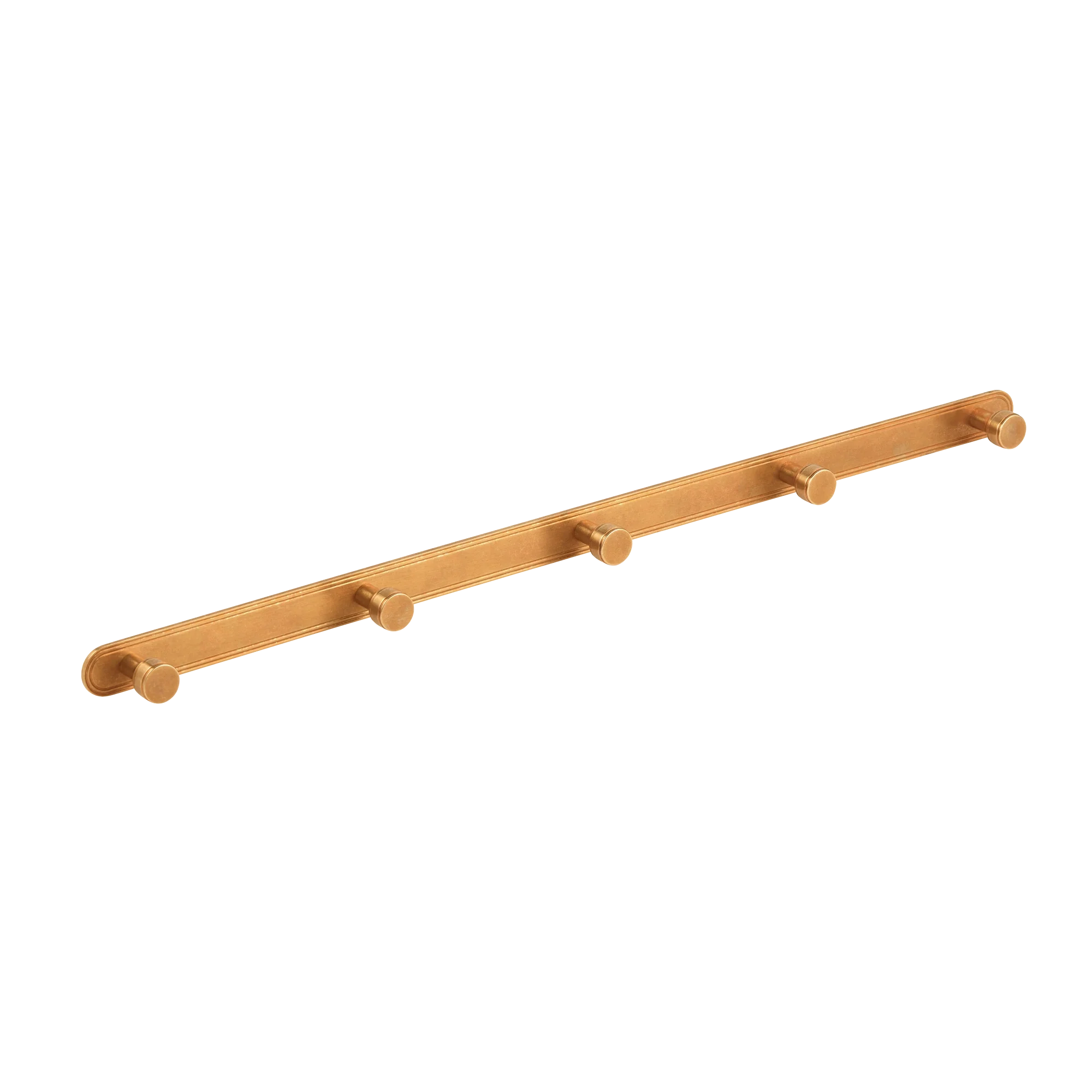 Armac Martin Barwick Plain Wall Hook Rack in 628mm (5 hooks) / Polished Brass Unlacquered