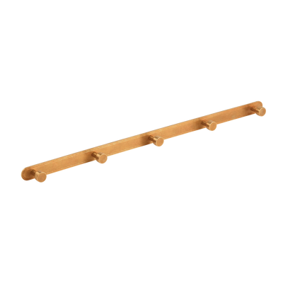 Armac Martin Barwick Plain Wall Hook Rack in 628mm (5 hooks) / Polished Brass Unlacquered