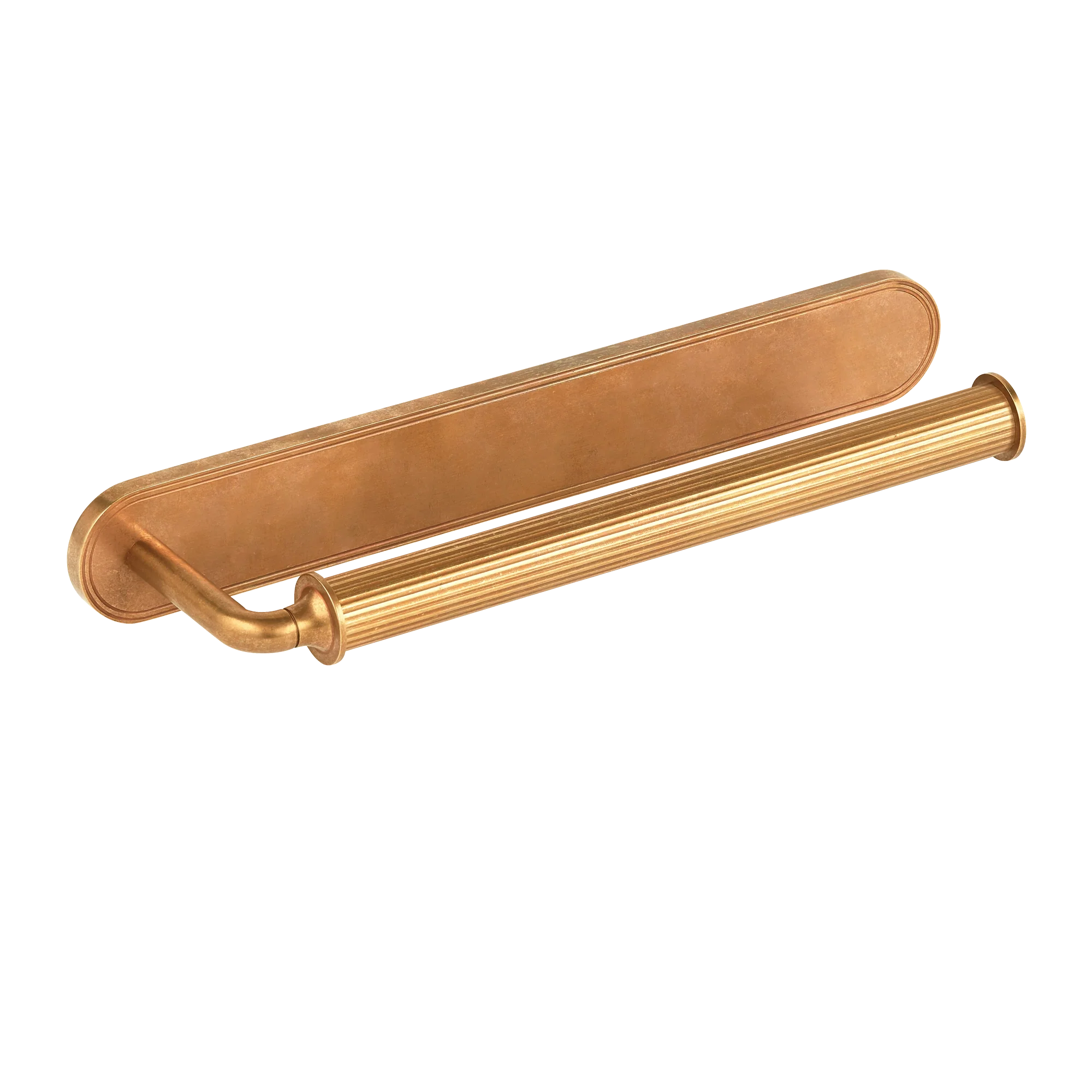 Armac Martin Barwick Ridged Hand Towel Rail with Backplate in 270mm / Right Hand / Burnished Brass