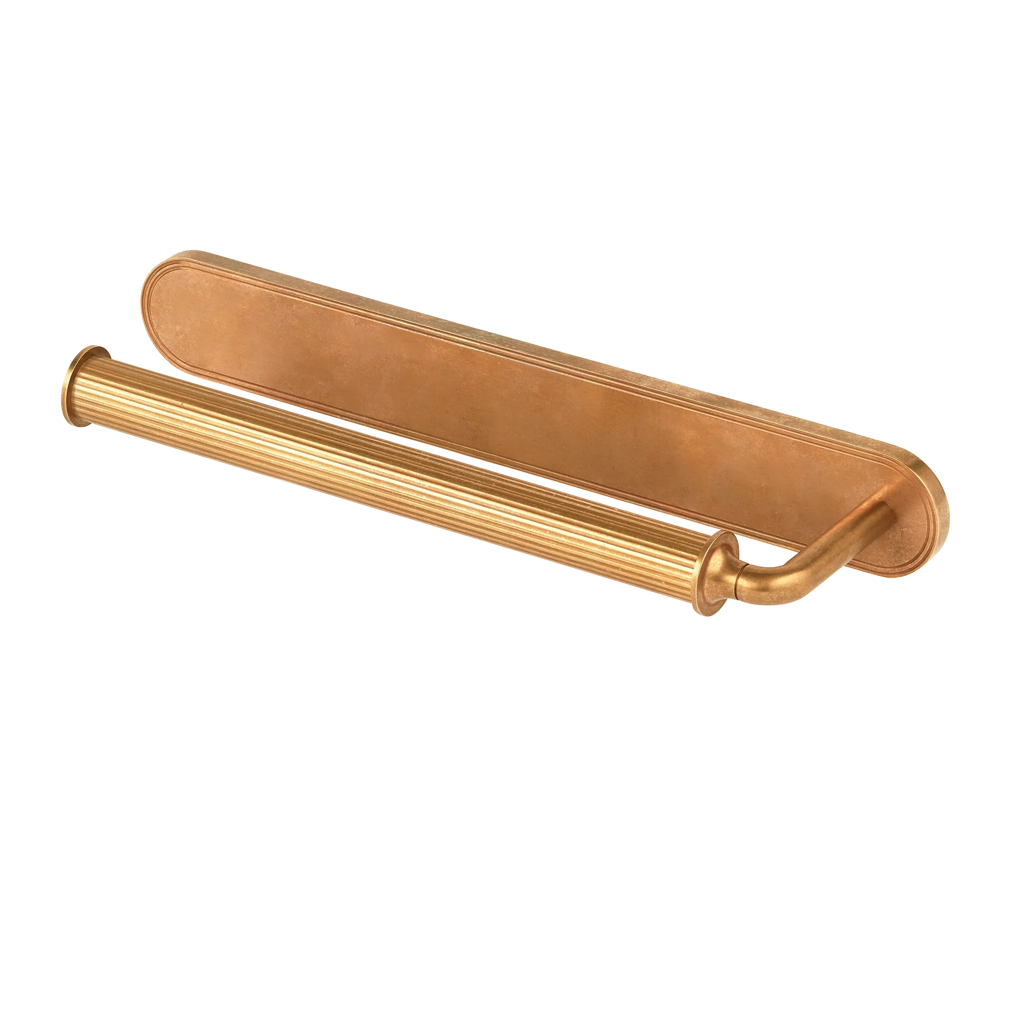 Armac Martin Barwick Ridged Hand Towel Rail with Backplate in 270mm / Left Hand / Burnished Brass