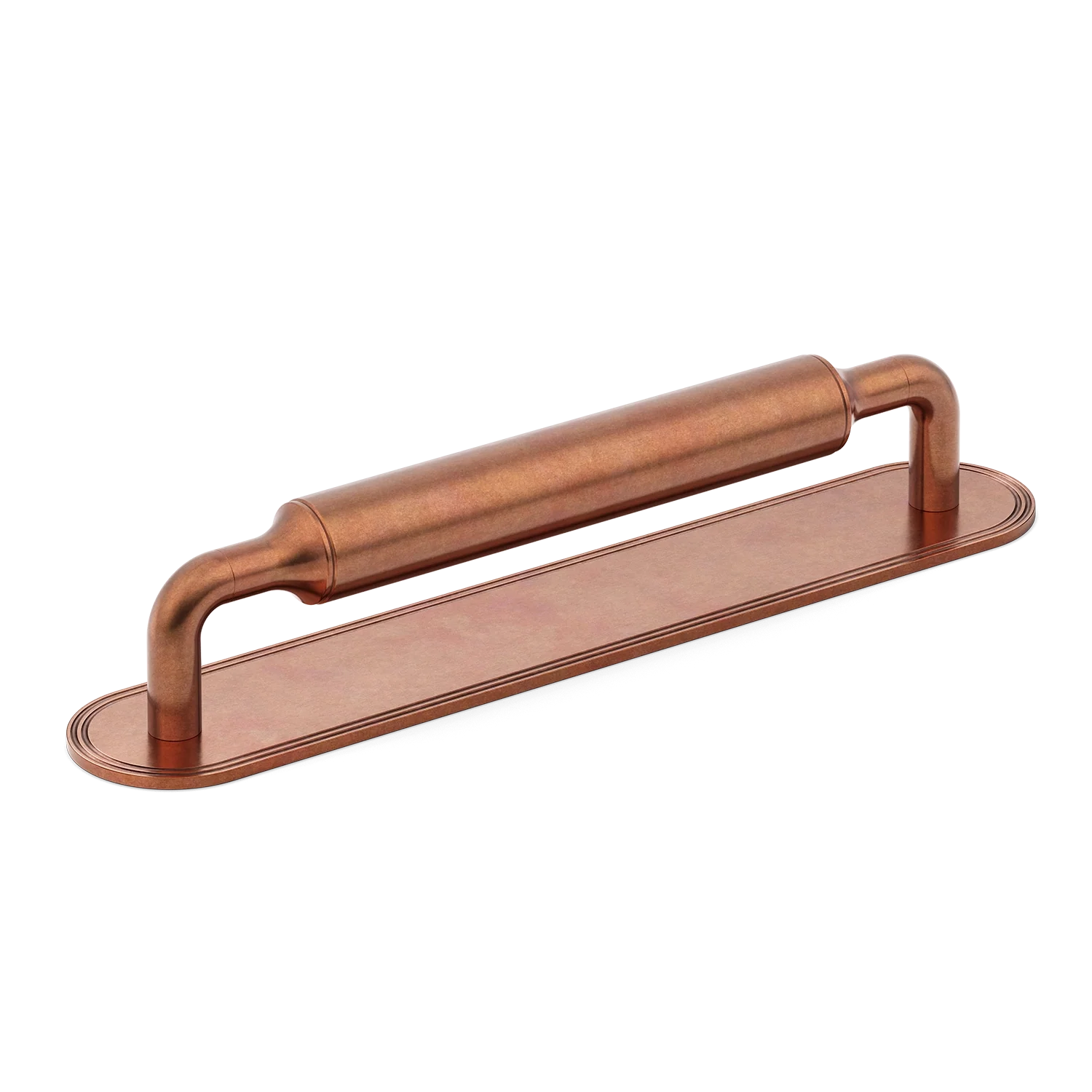 Armac Martin Barwick Plain Cabinet Pull Handle with Backplate in 128mm / Aged Copper
