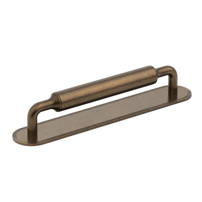 Armac Martin Barwick Plain Cabinet Pull Handle with Backplate in 128mm / Dark Aged Brass