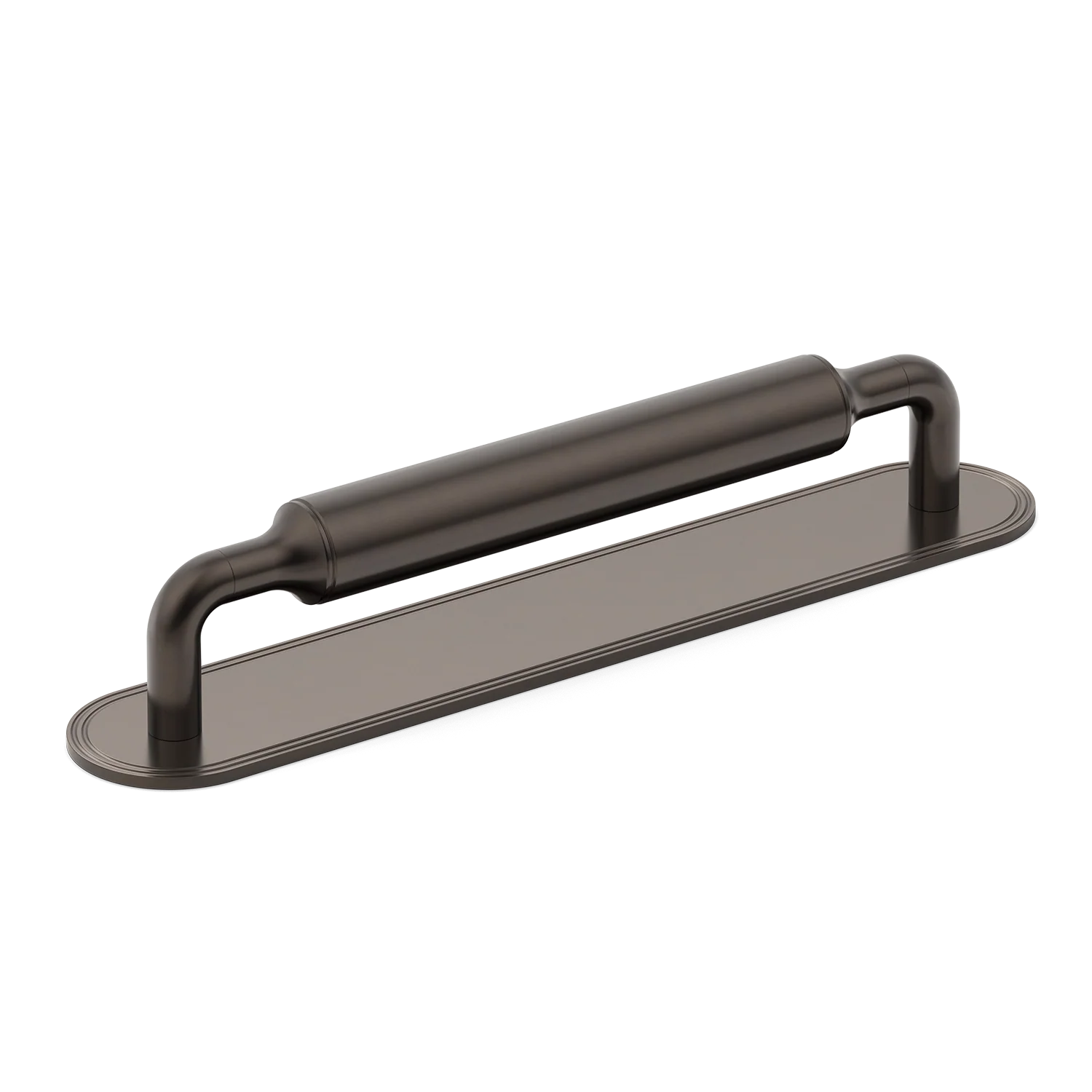 Armac Martin Barwick Plain Cabinet Pull Handle with Backplate in 128mm / Dark Bronze