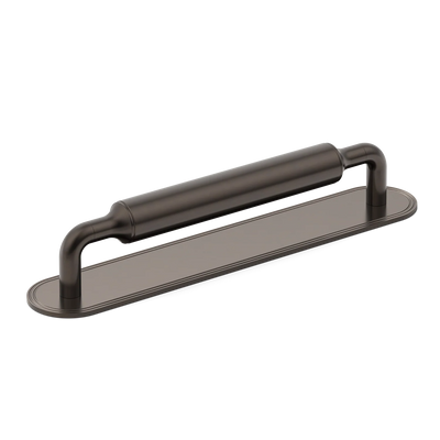 Armac Martin Barwick Plain Cabinet Pull Handle with Backplate in 128mm / Dark Bronze