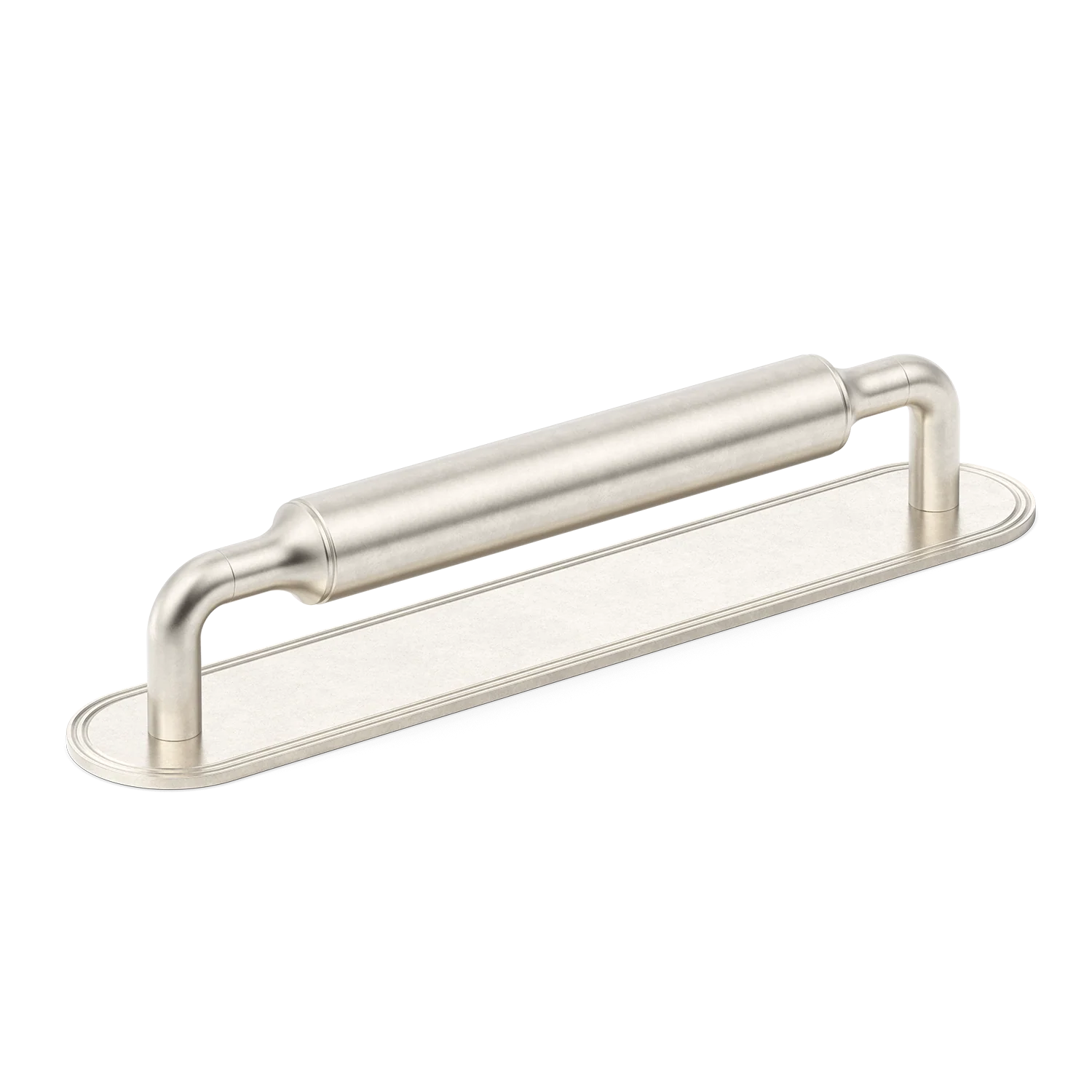 Armac Martin Barwick Plain Cabinet Pull Handle with Backplate in 128mm / Barrelled Nickel Plate