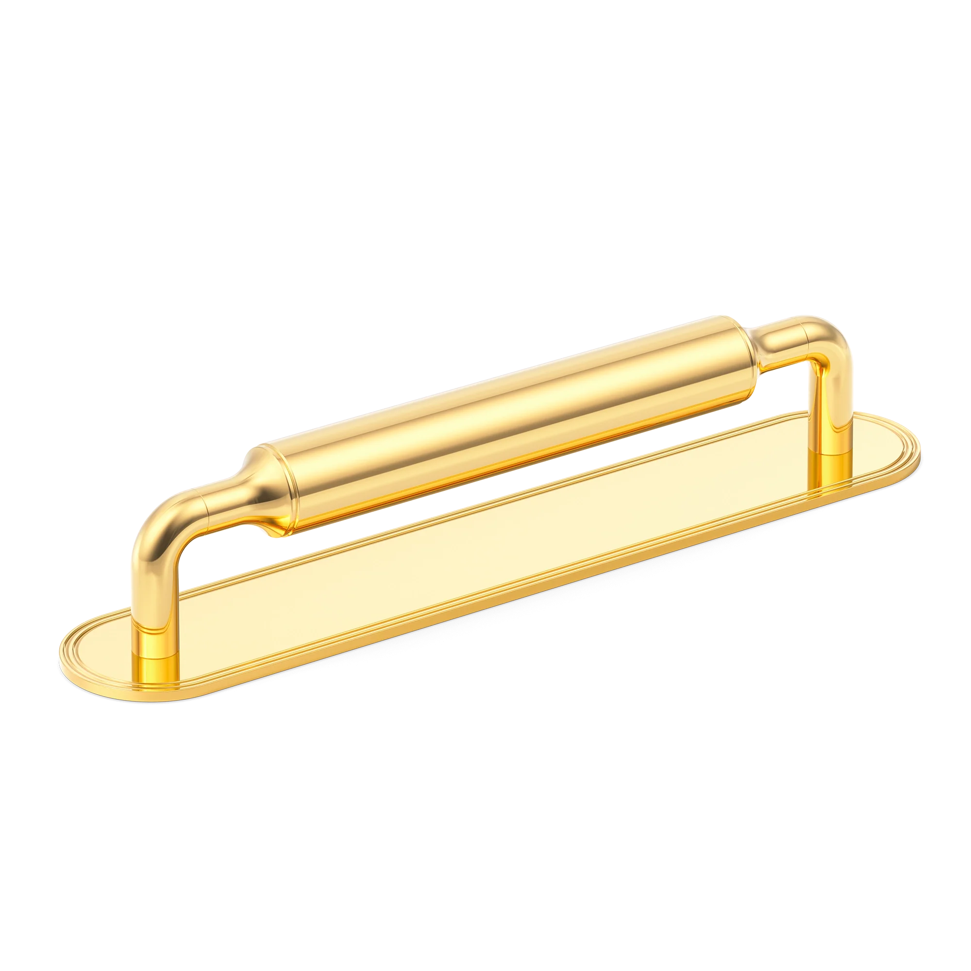 Armac Martin Barwick Plain Cabinet Pull Handle with Backplate in 128mm / Polished Brass Lacquered