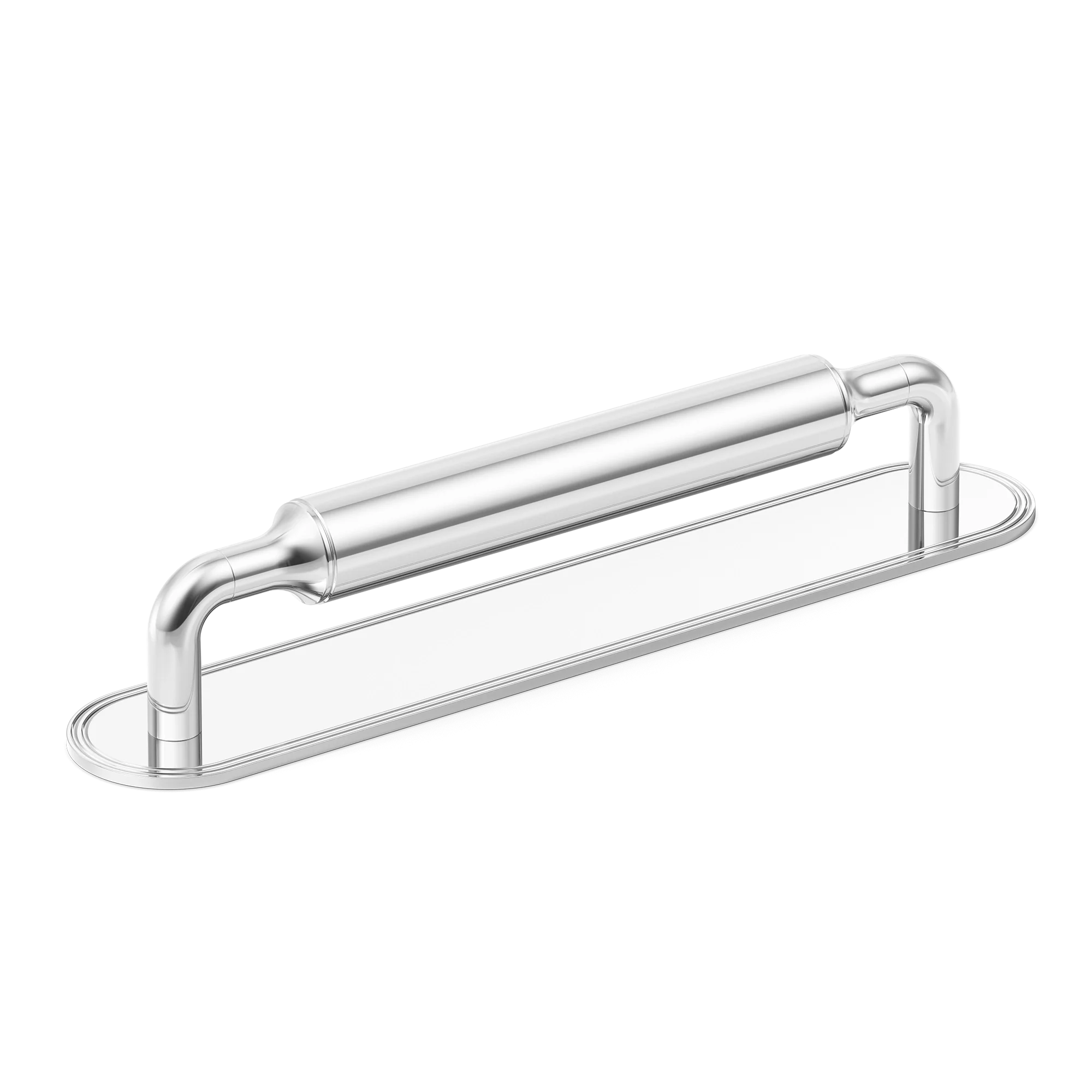 Armac Martin Barwick Plain Cabinet Pull Handle with Backplate in 128mm / Polished Chrome Plate