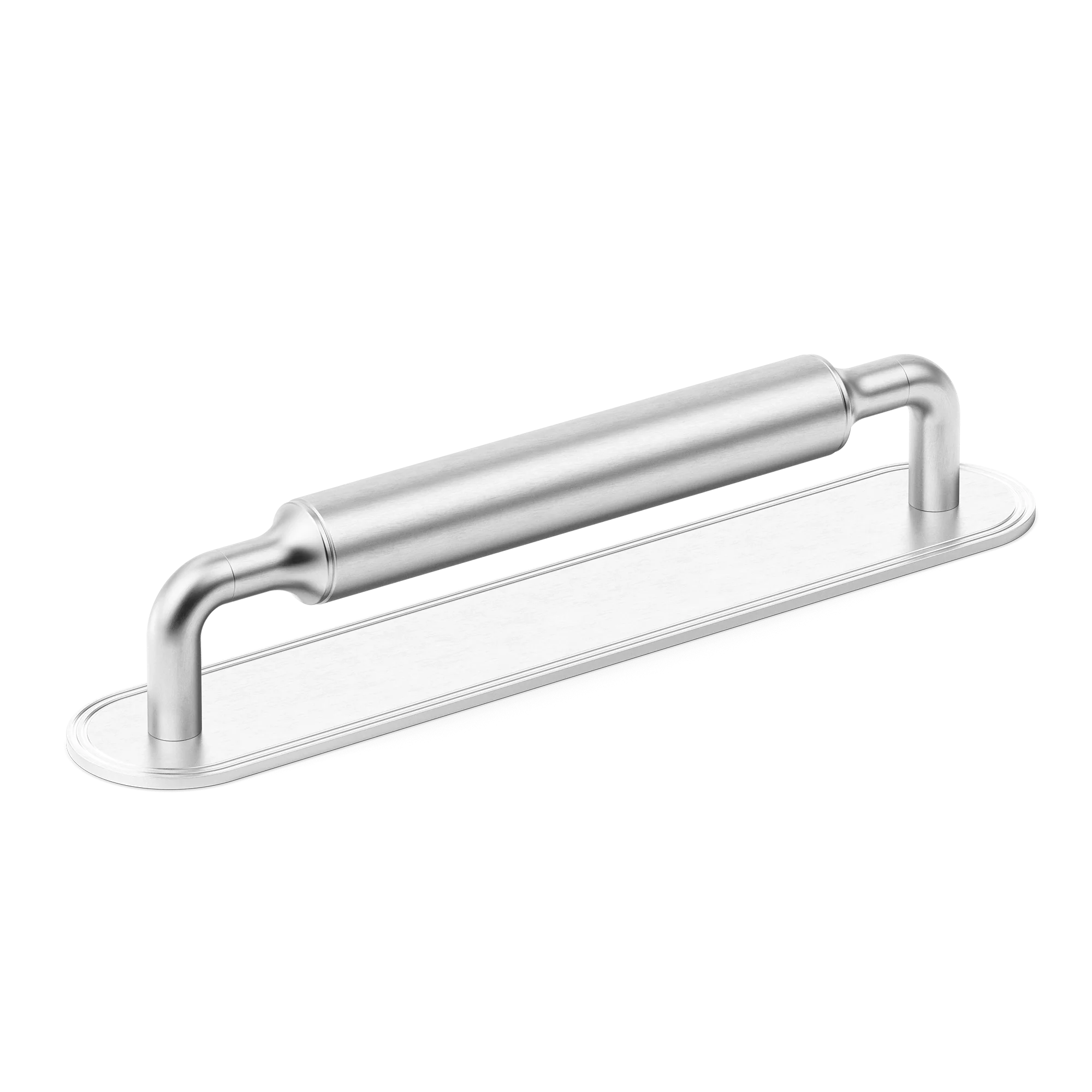 Armac Martin Barwick Plain Cabinet Pull Handle with Backplate in 128mm / Satin Chrome Plate