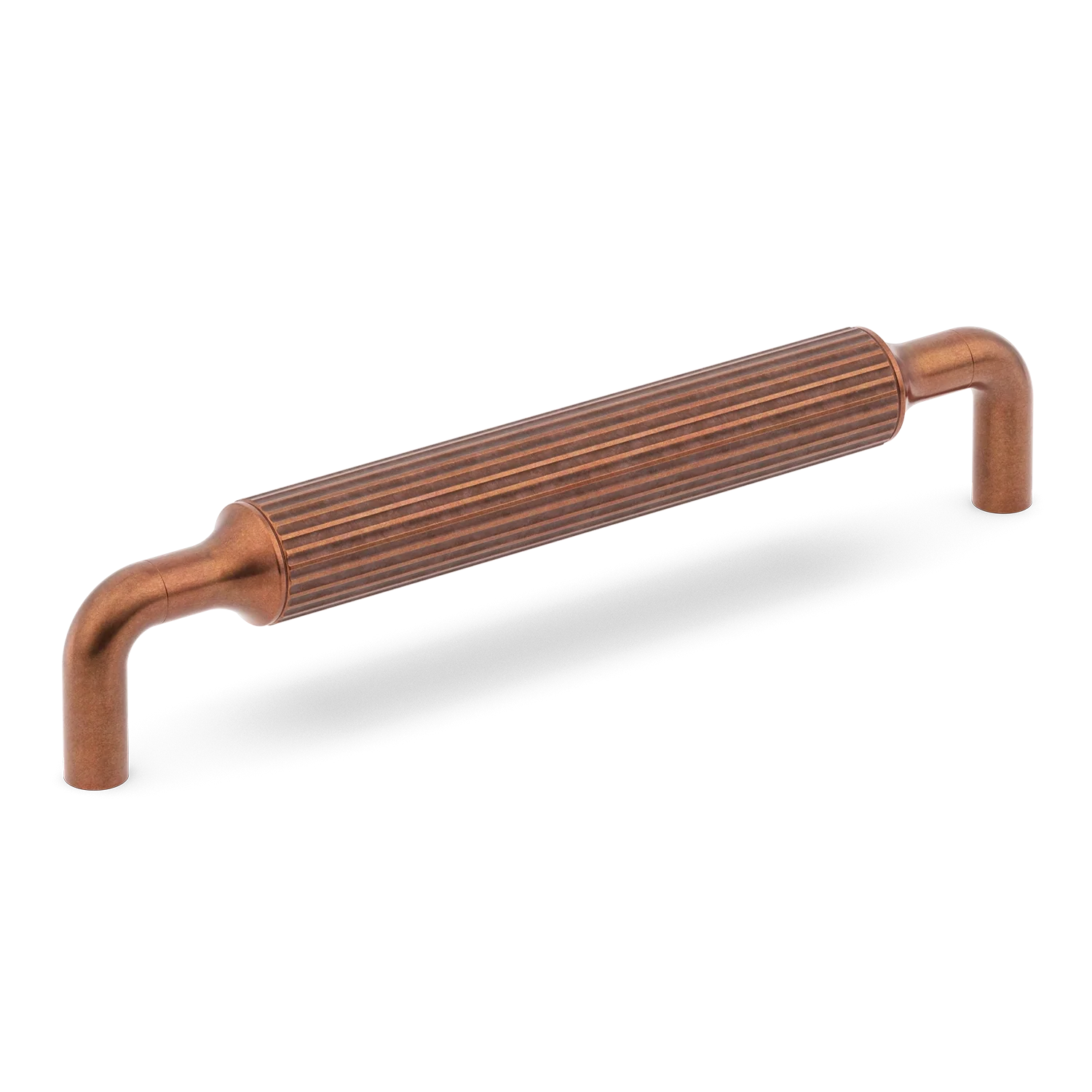Armac Martin Barwick Ridged Cabinet Pull Handle in 128mm / Aged Copper
