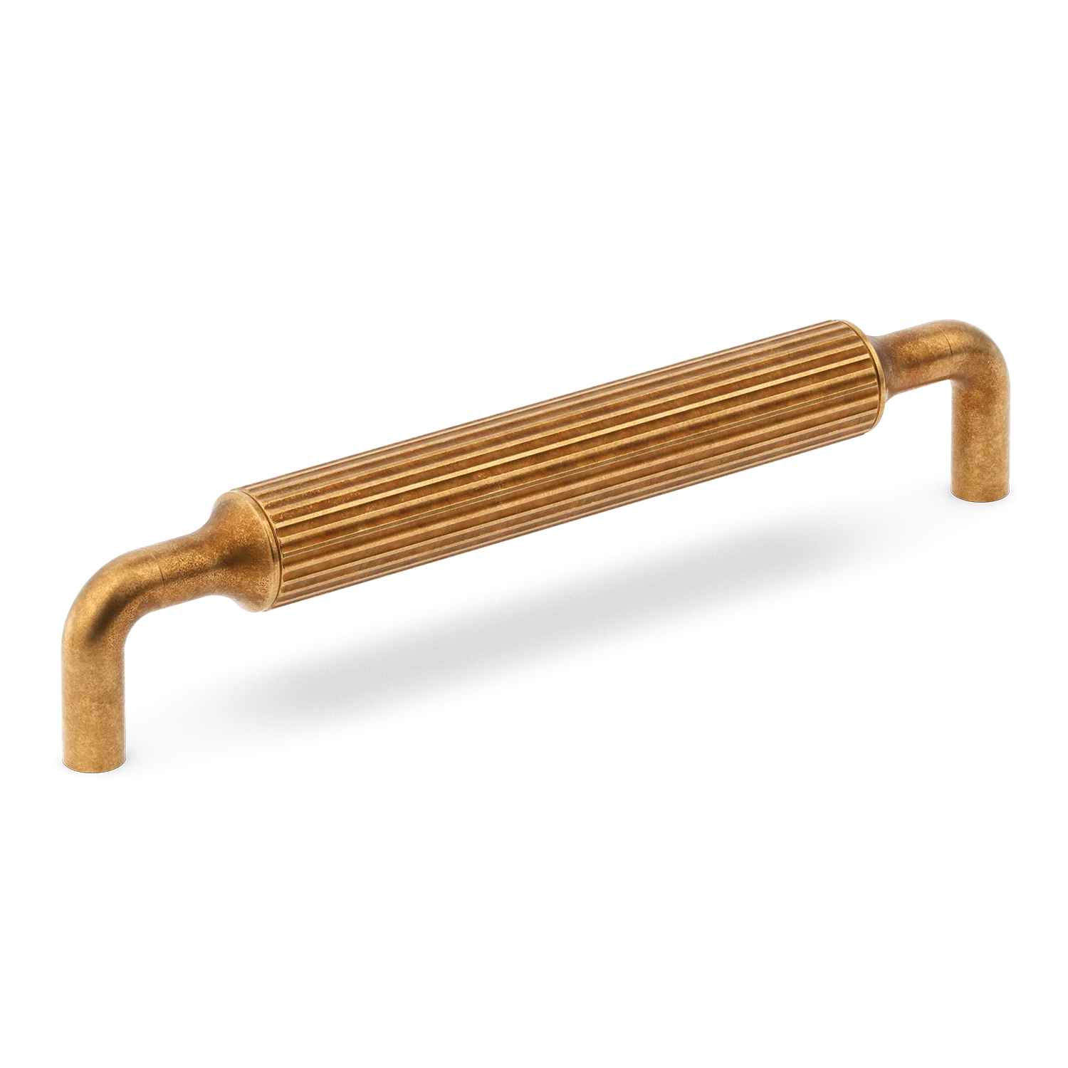 Armac Martin Barwick Ridged Cabinet Pull Handle in 128mm / Burnished Brass