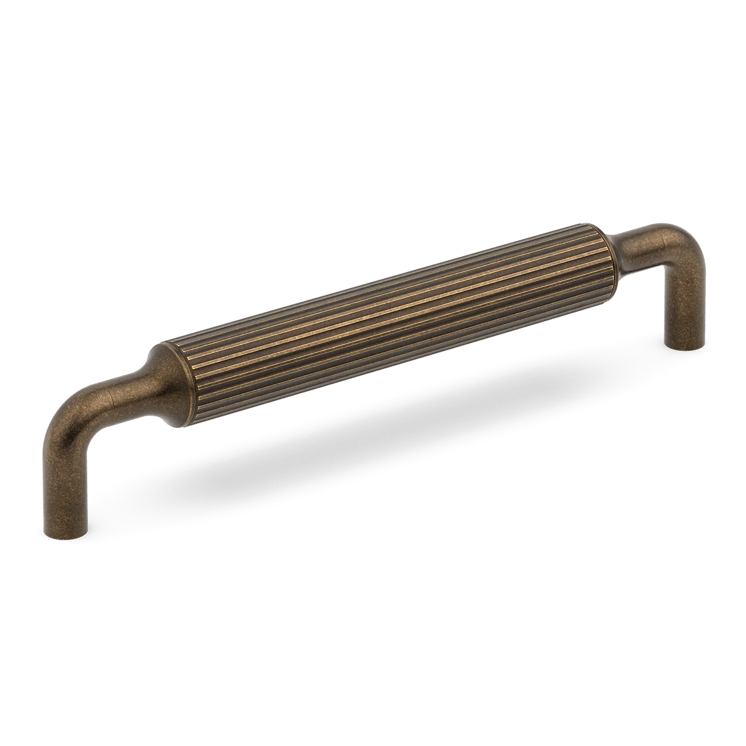 Armac Martin Barwick Ridged Cabinet Pull Handle in 128mm / Dark Aged Brass