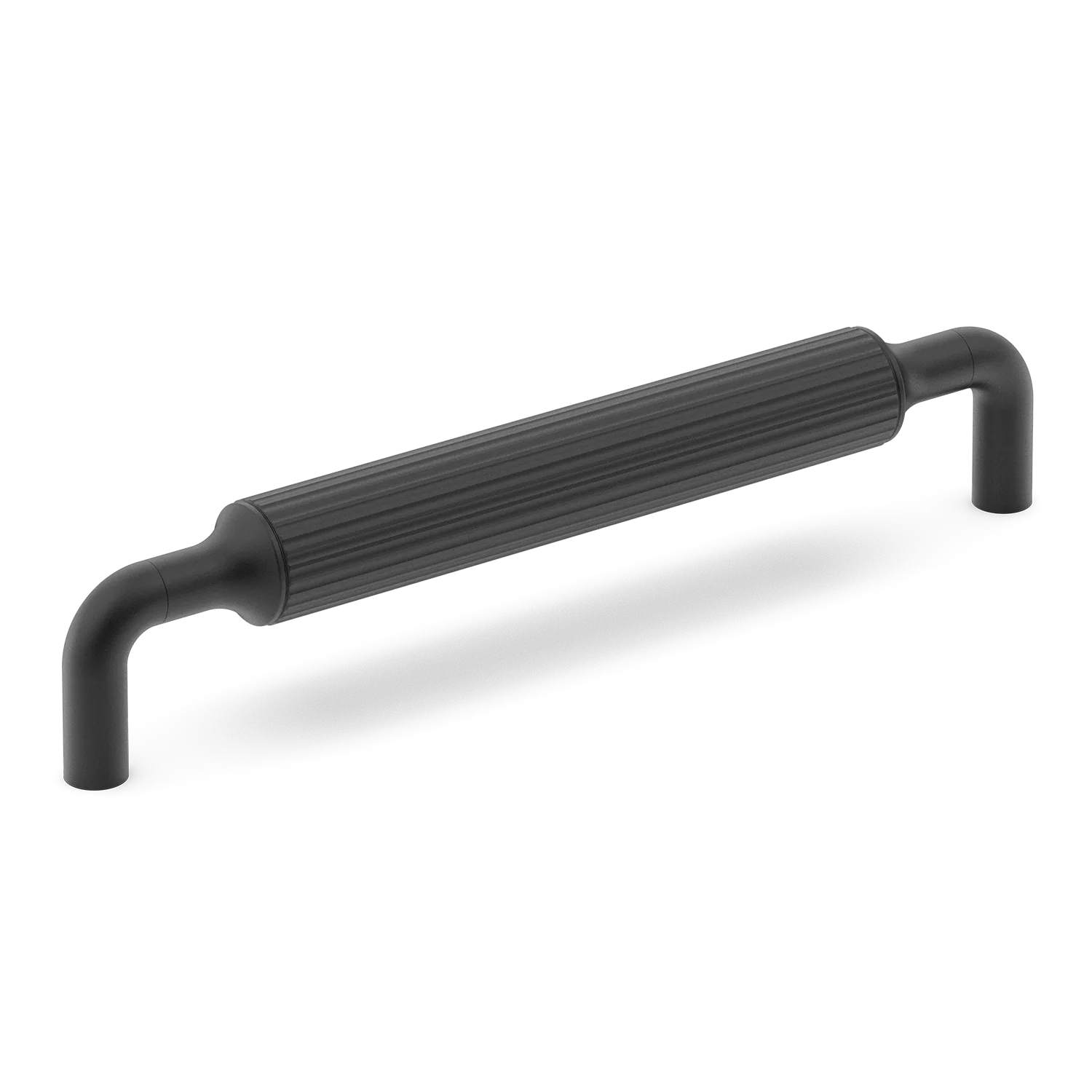 Armac Martin Barwick Ridged Cabinet Pull Handle in 128mm / Matt Black Lacquered