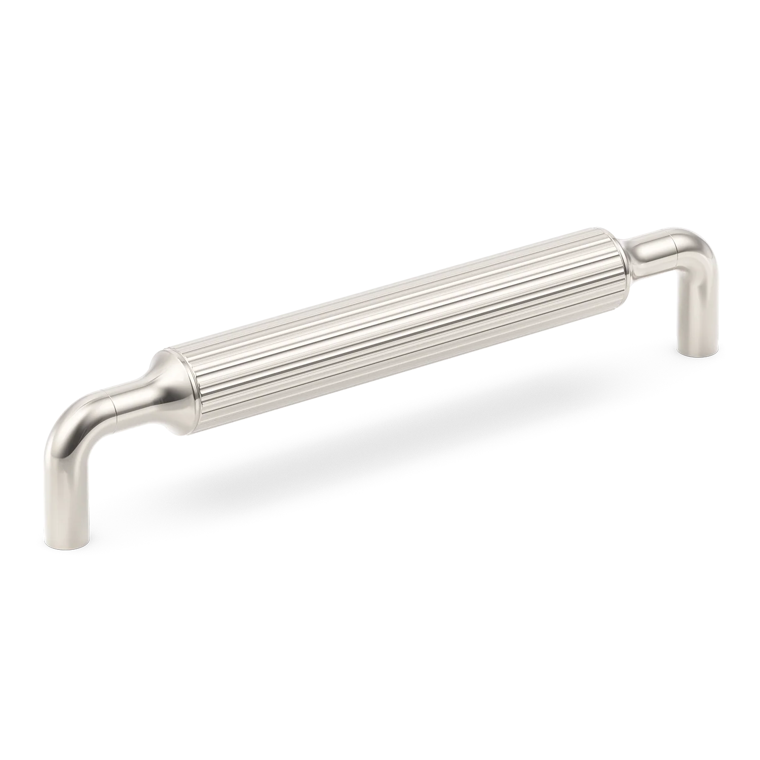 Armac Martin Barwick Ridged Cabinet Pull Handle in 128mm / Polished Nickel Plate