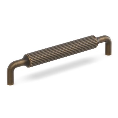 Armac Martin Barwick Ridged Cabinet Pull Handle in 128mm / Satin Antique Satin Lacquered