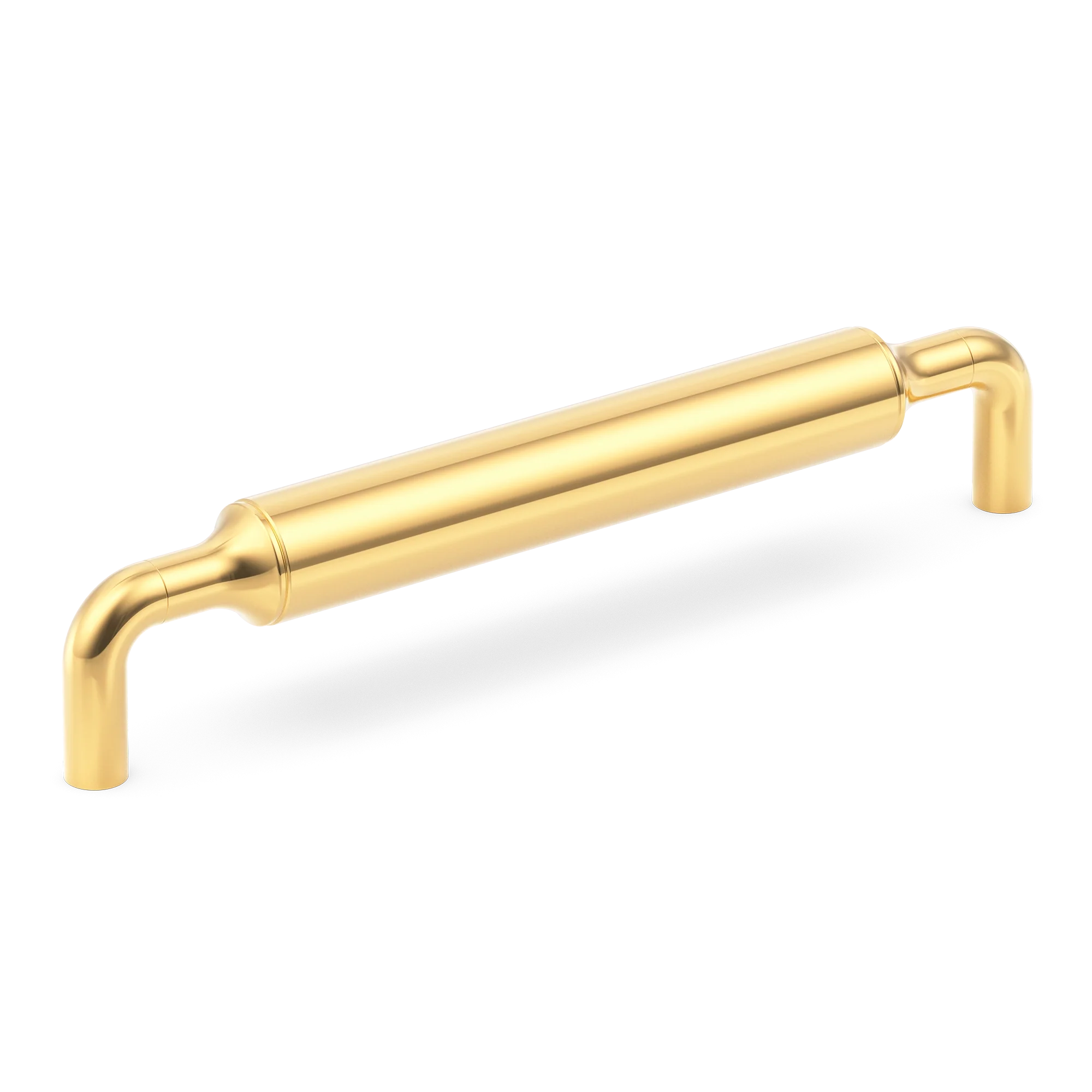 Armac Martin Barwick Plain Cabinet Pull Handle in 128mm / Polished Brass Lacquered