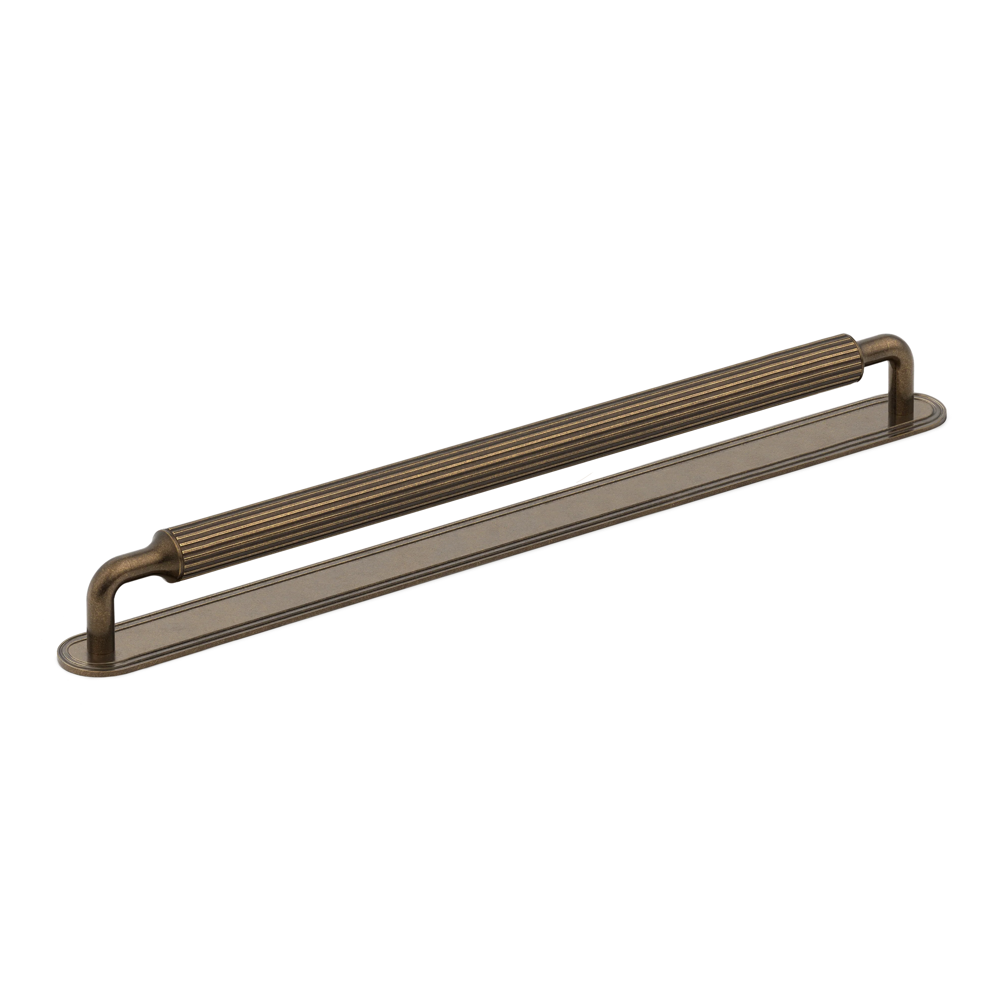 Armac Martin Barwick Slim Ridged Appliance Pull with Backplate in 384mm / Burnished Brass