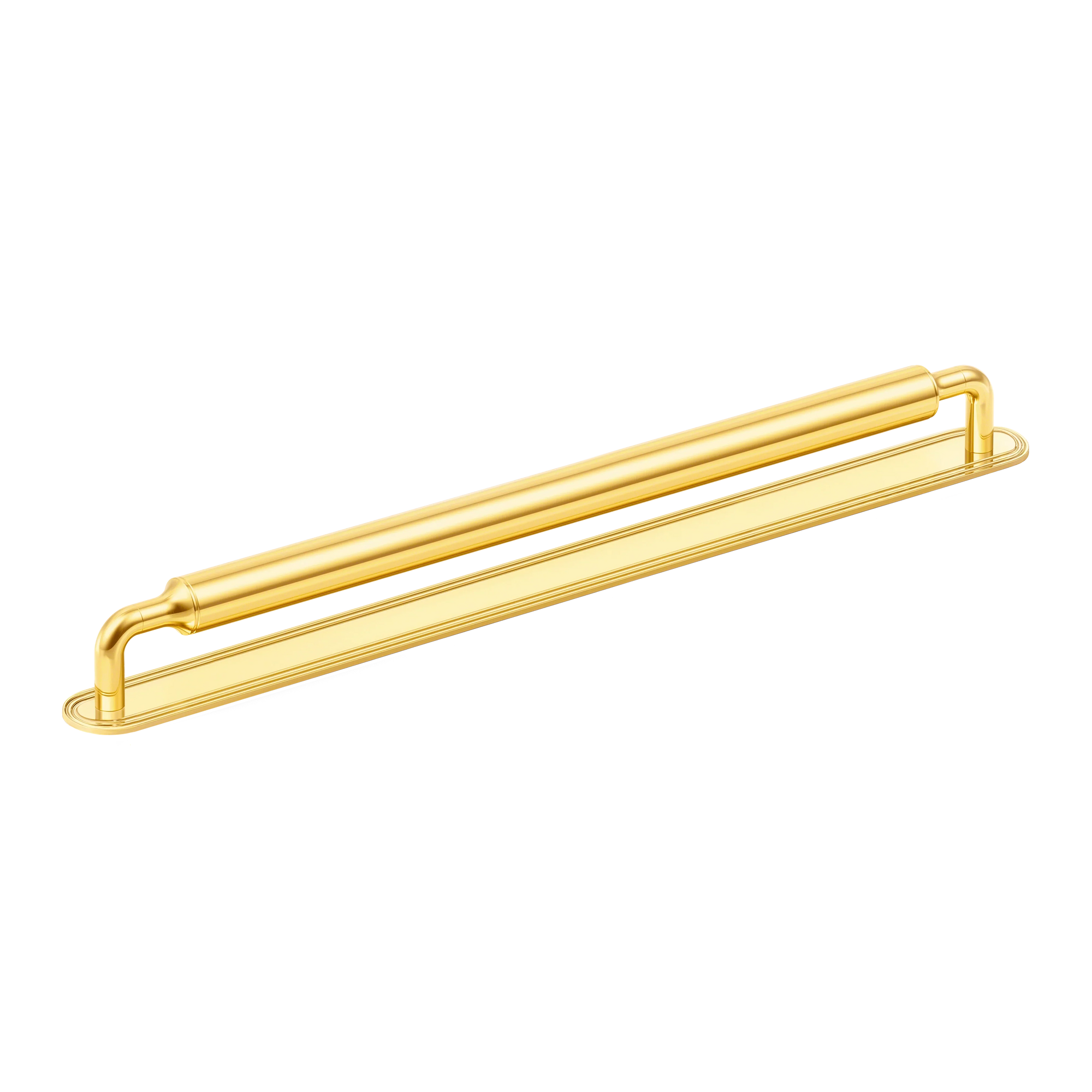 Armac Martin Barwick Slim Plain Appliance Pull with Backplate in 384mm / Polished Brass Lacquered