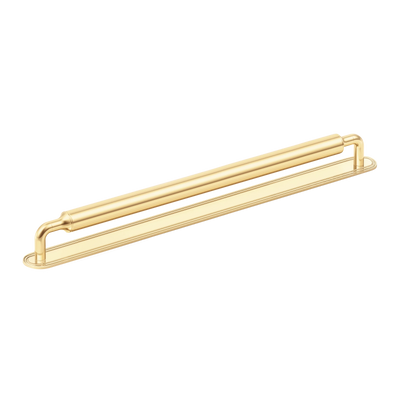 Armac Martin Barwick Slim Plain Appliance Pull with Backplate in 384mm / Polished Brass Unlacquered