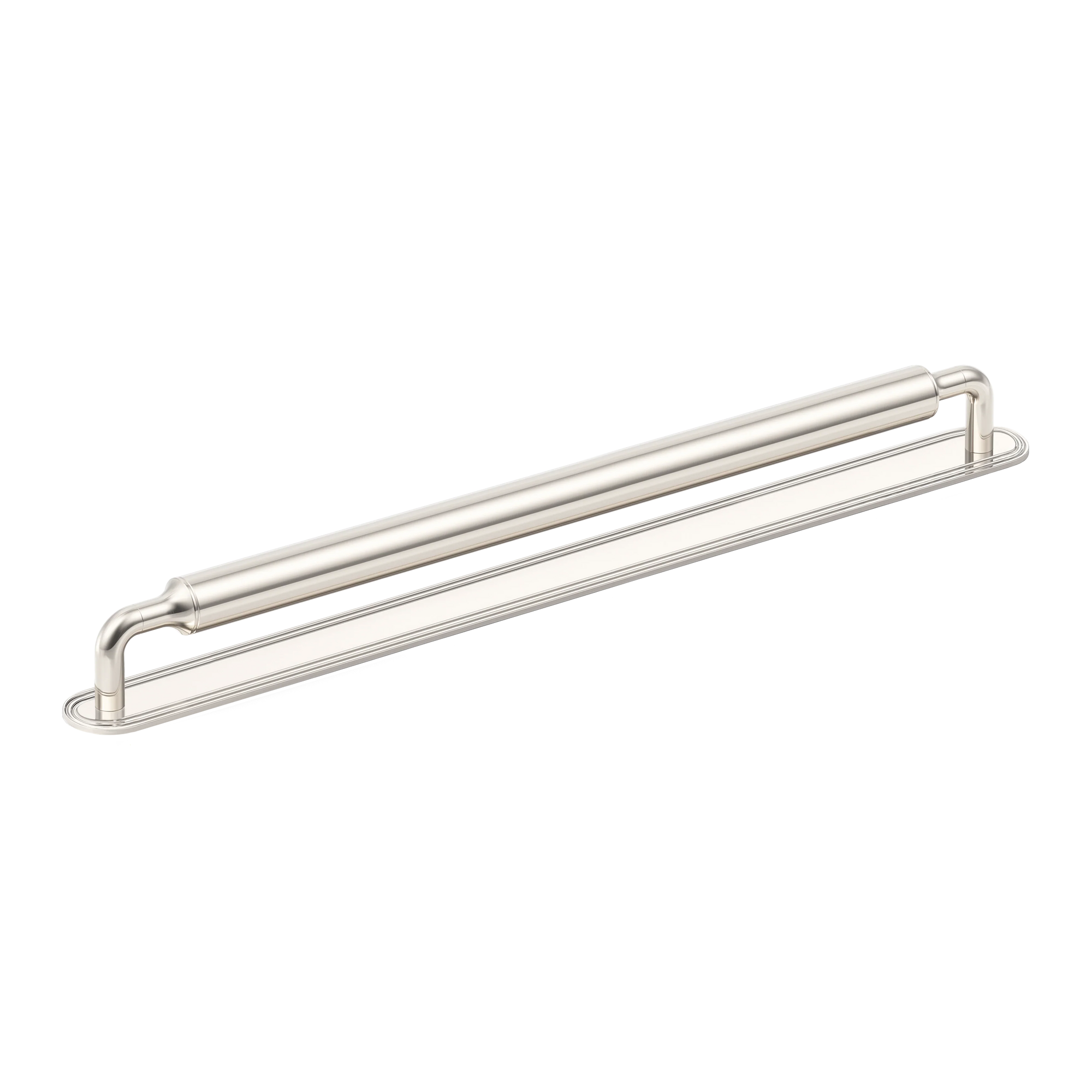 Armac Martin Barwick Slim Plain Appliance Pull with Backplate in 384mm / Polished Nickel Plate