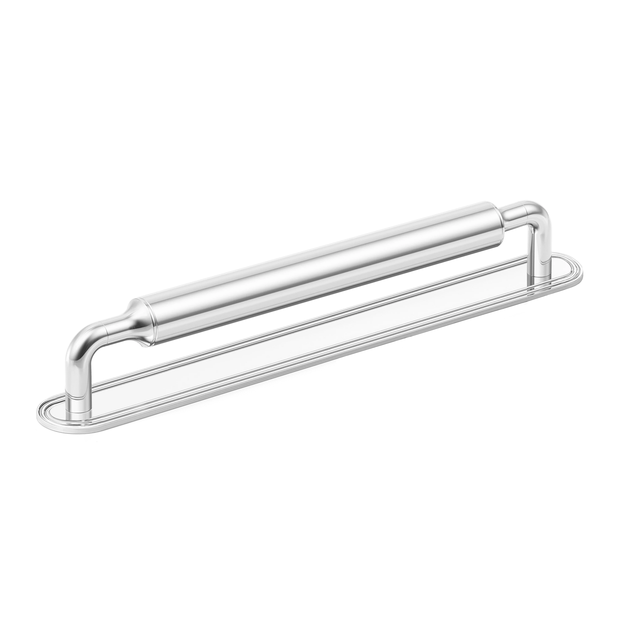 Armac Martin Barwick Slim Plain Cabinet Pull Handle with Backplate in 96mm / Polished Chrome Plate