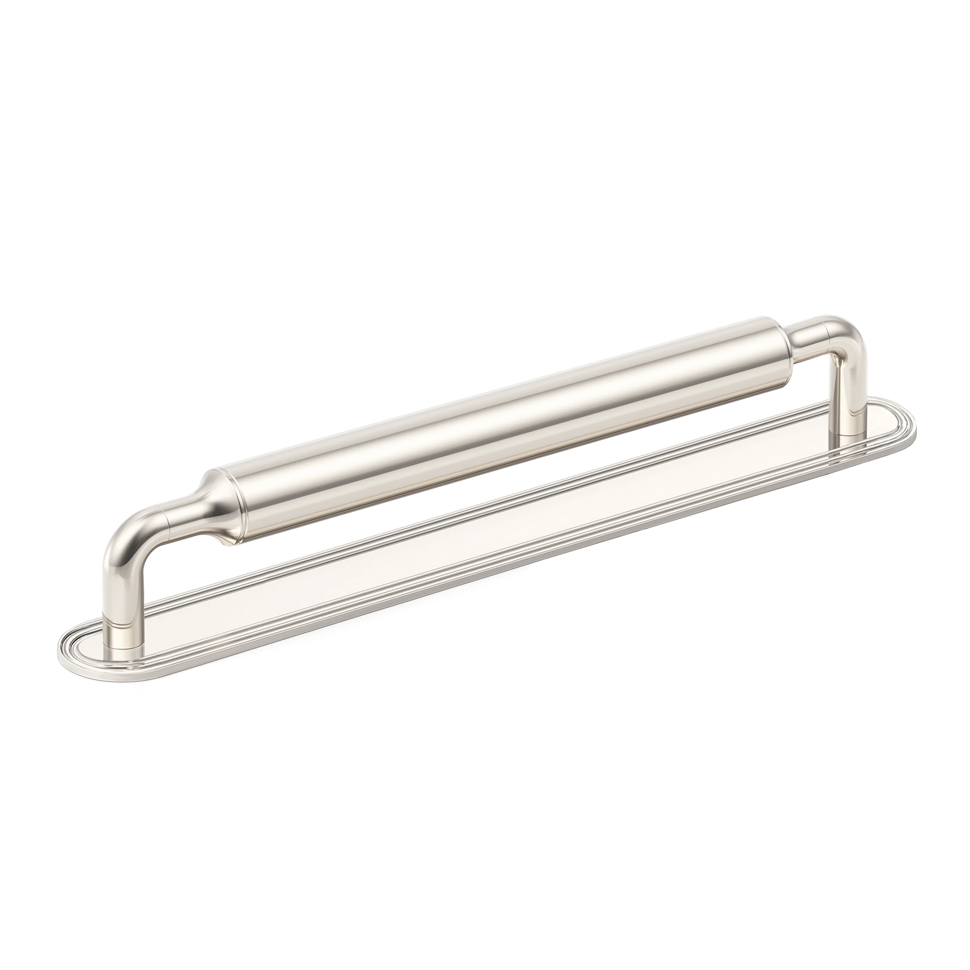 Armac Martin Barwick Slim Plain Cabinet Pull Handle with Backplate in 96mm / Polished Nickel Plate