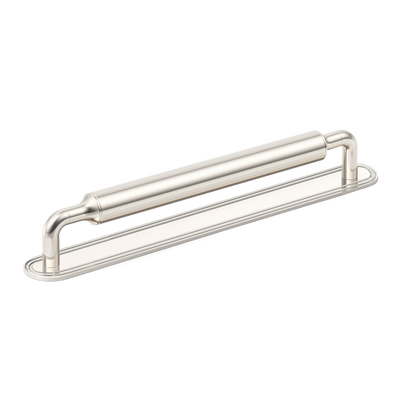 Armac Martin Barwick Slim Plain Cabinet Pull Handle with Backplate in 96mm / Polished Nickel Plate