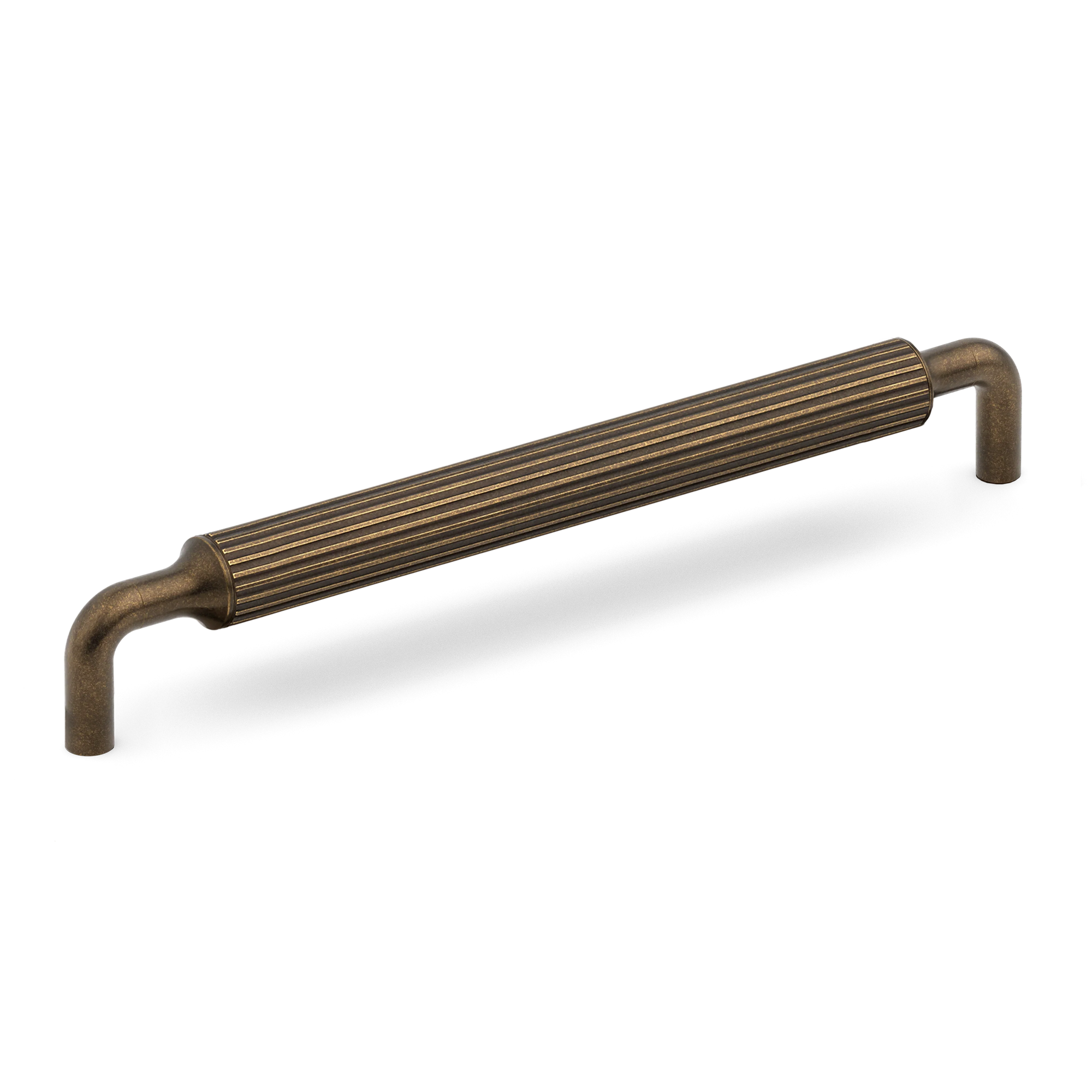 Armac Martin Barwick Slim Ridged Cabinet Pull Handle in 96mm / Burnished Brass