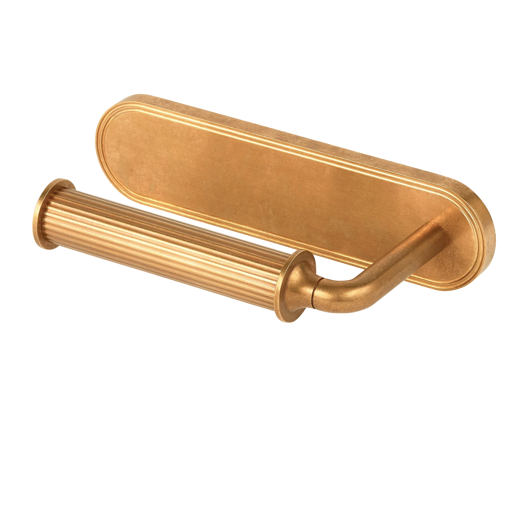 Armac Martin Barwick Ridged Toilet Roll Holder with Backplate in 175mm / Left Hand / Burnished Brass